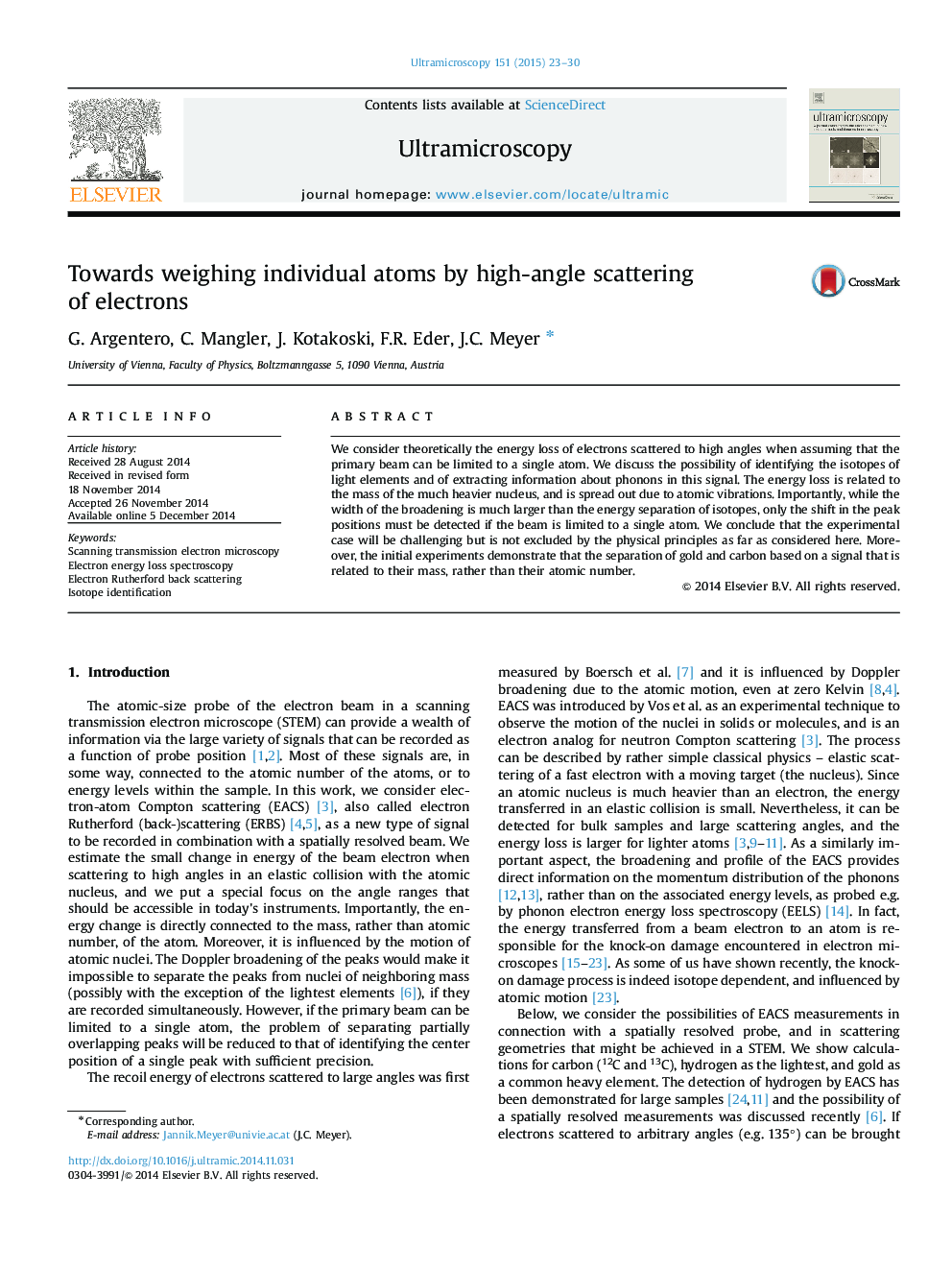 Towards weighing individual atoms by high-angle scattering of electrons