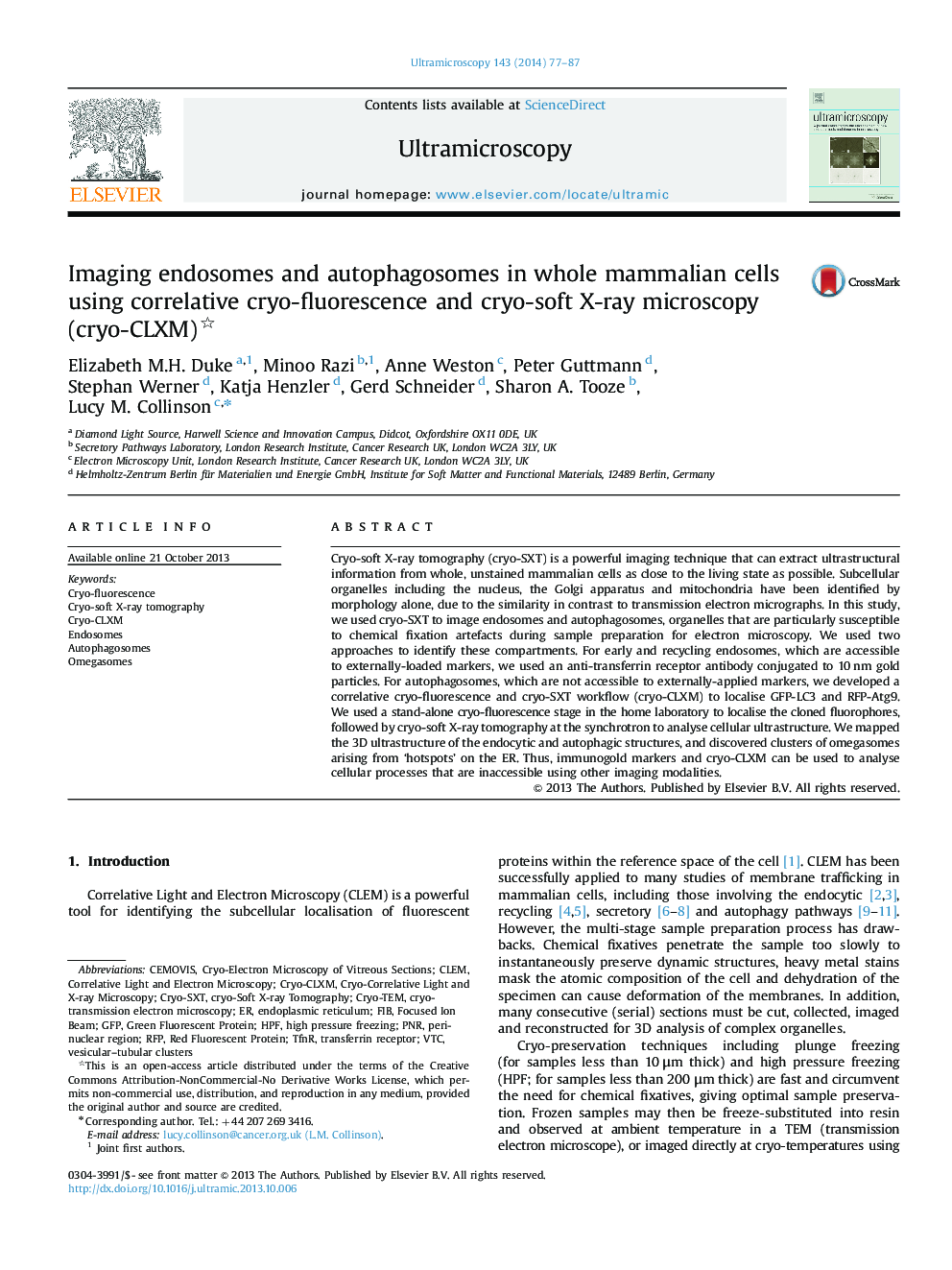 Imaging endosomes and autophagosomes in whole mammalian cells using correlative cryo-fluorescence and cryo-soft X-ray microscopy (cryo-CLXM)