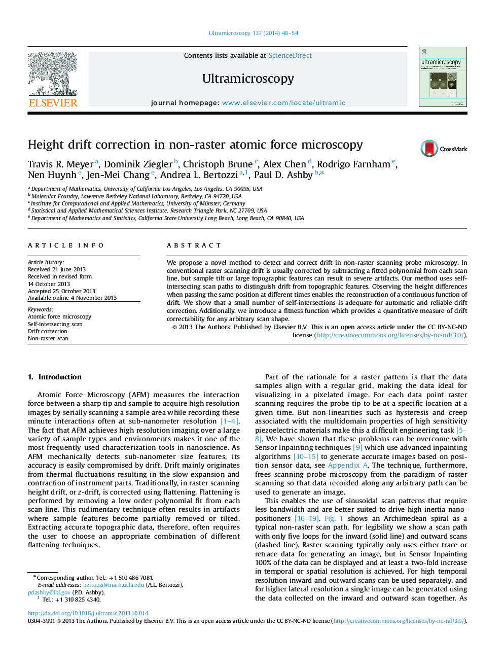 Height drift correction in non-raster atomic force microscopy