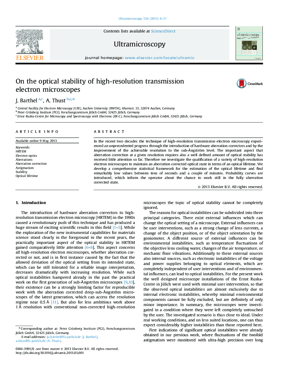 On the optical stability of high-resolution transmission electron microscopes