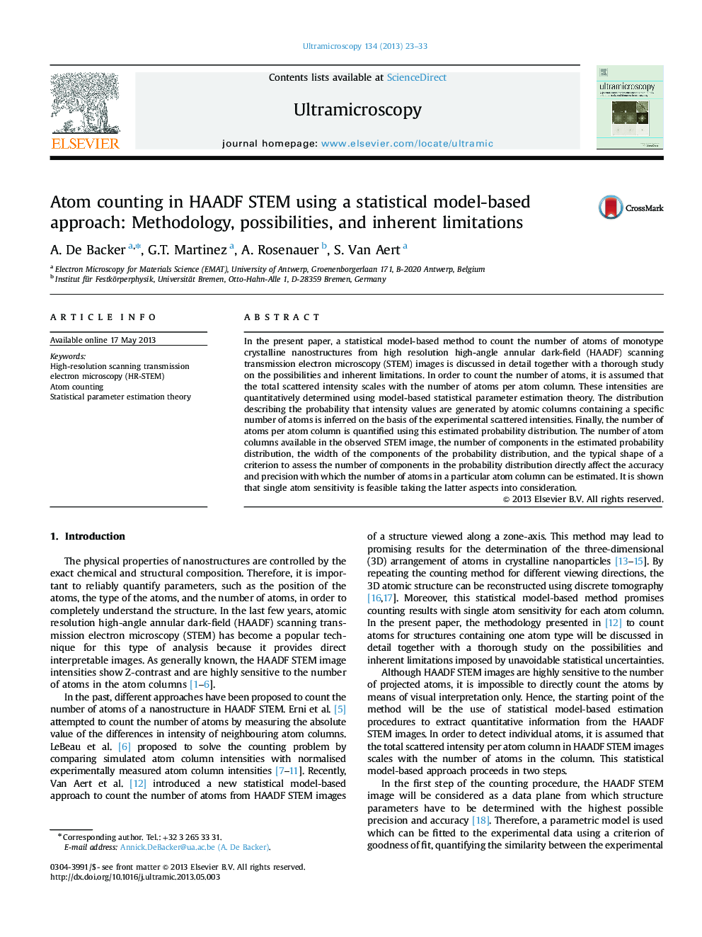 Atom counting in HAADF STEM using a statistical model-based approach: Methodology, possibilities, and inherent limitations