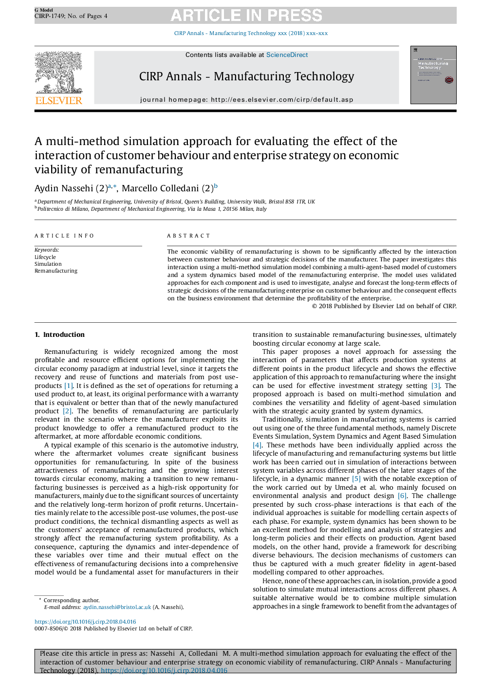 A multi-method simulation approach for evaluating the effect of the interaction of customer behaviour and enterprise strategy on economic viability of remanufacturing