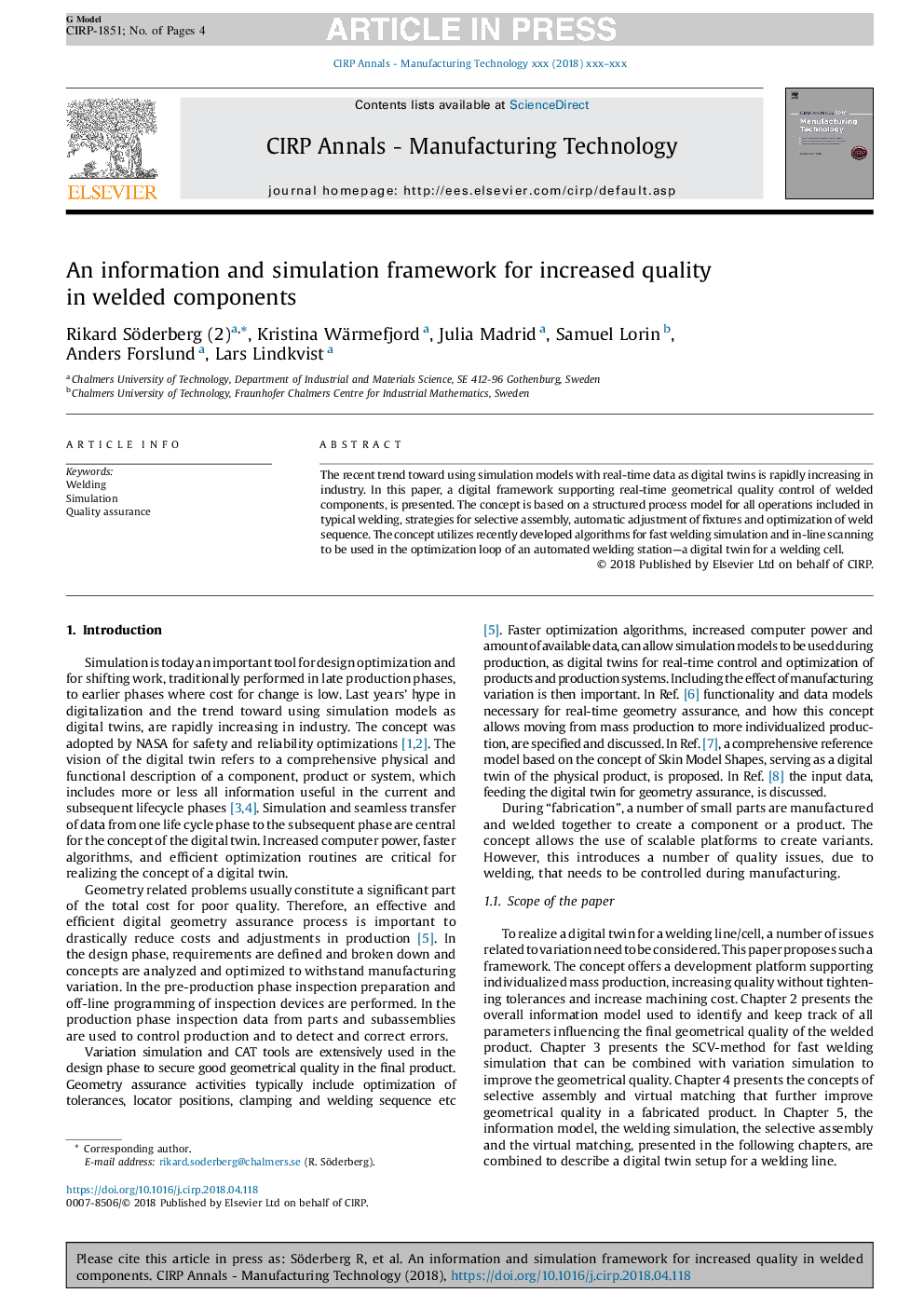 An information and simulation framework for increased quality in welded components