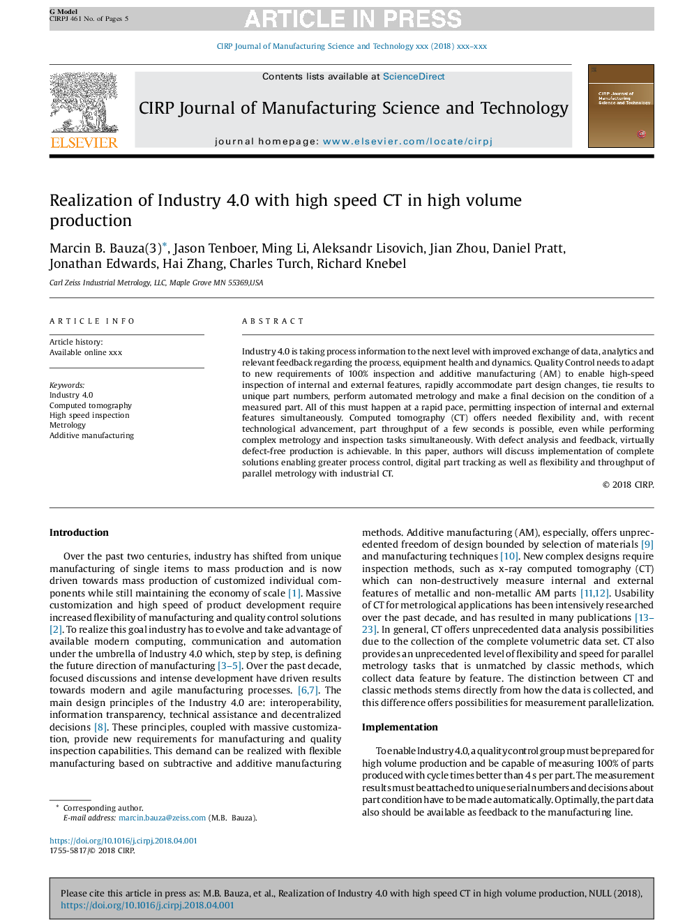 Realization of Industry 4.0 with high speed CT in high volume production