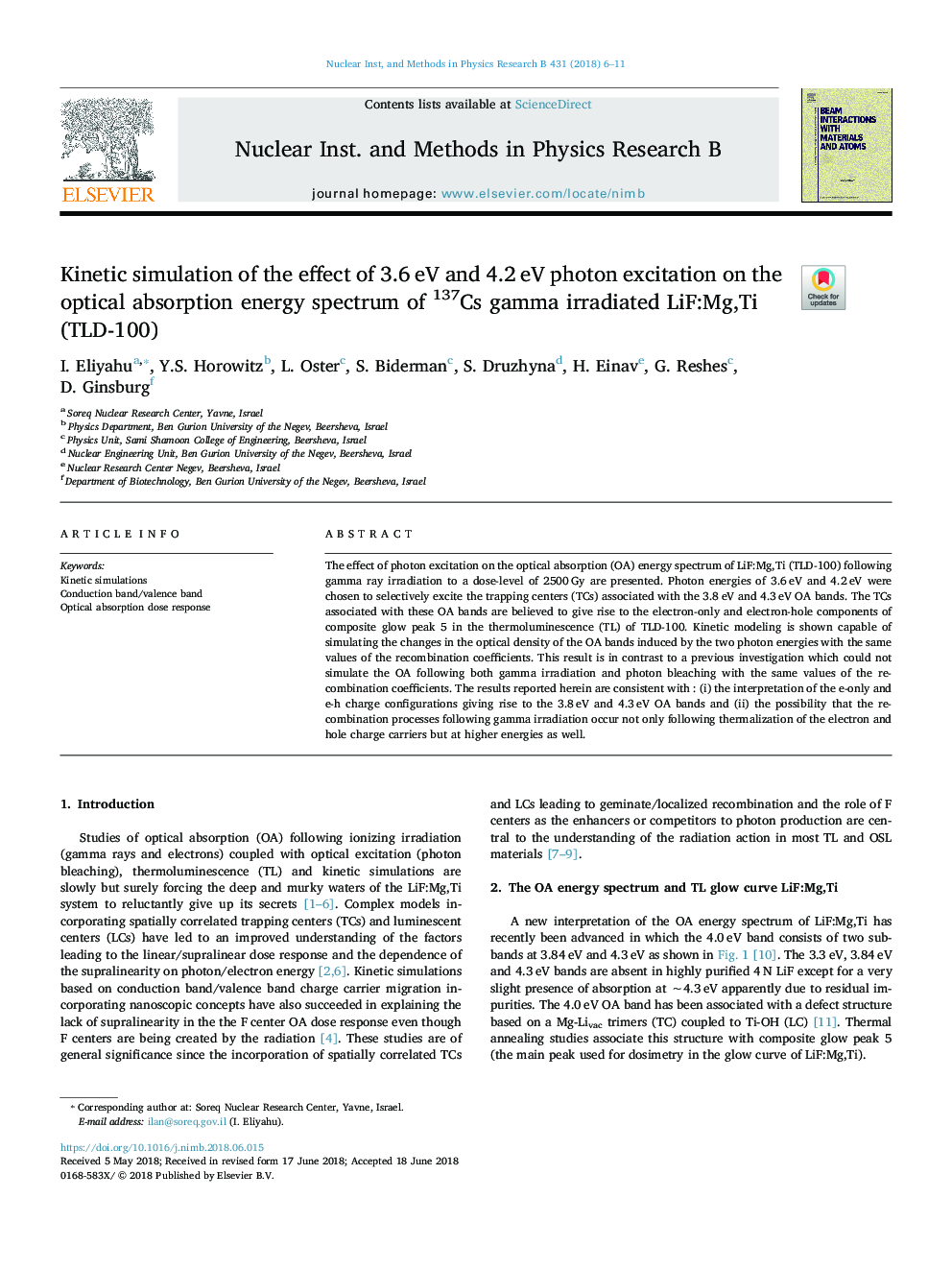 Kinetic simulation of the effect of 3.6â¯eV and 4.2â¯eV photon excitation on the optical absorption energy spectrum of 137Cs gamma irradiated LiF:Mg,Ti (TLD-100)