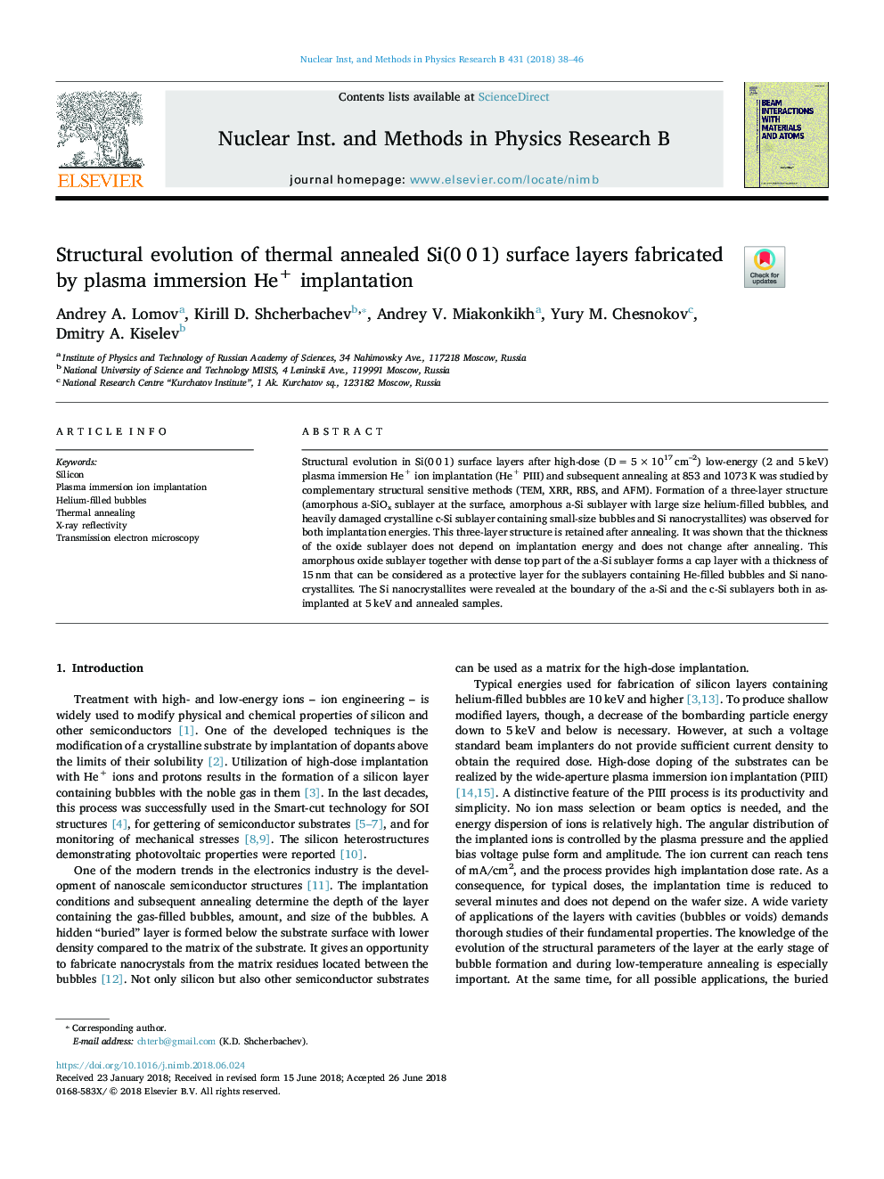 Structural evolution of thermal annealed Si(0â¯0â¯1) surface layers fabricated by plasma immersion He+ implantation