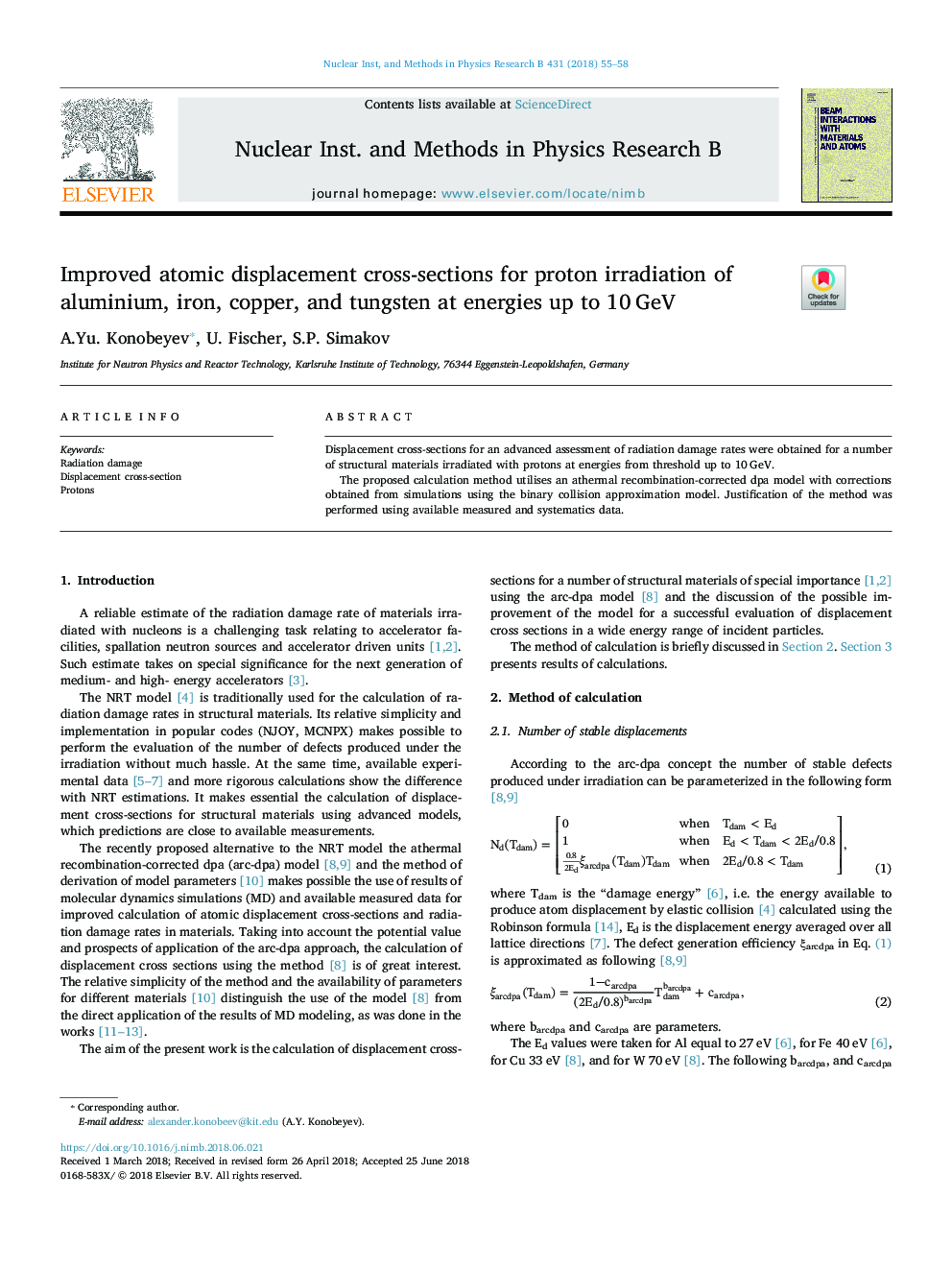 Improved atomic displacement cross-sections for proton irradiation of aluminium, iron, copper, and tungsten at energies up to 10â¯GeV