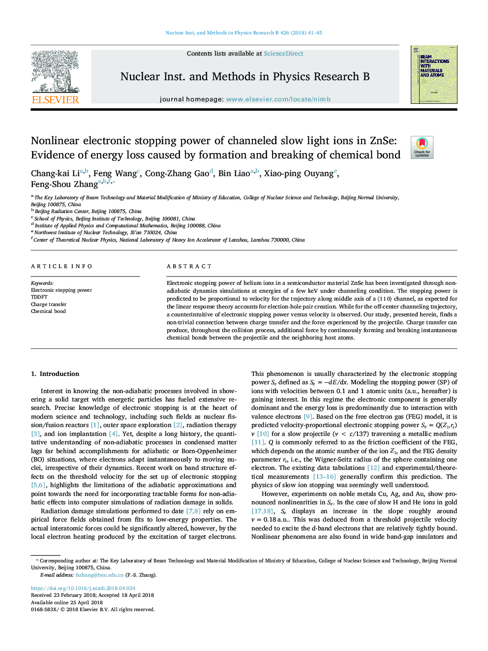 Nonlinear electronic stopping power of channeled slow light ions in ZnSe: Evidence of energy loss caused by formation and breaking of chemical bond
