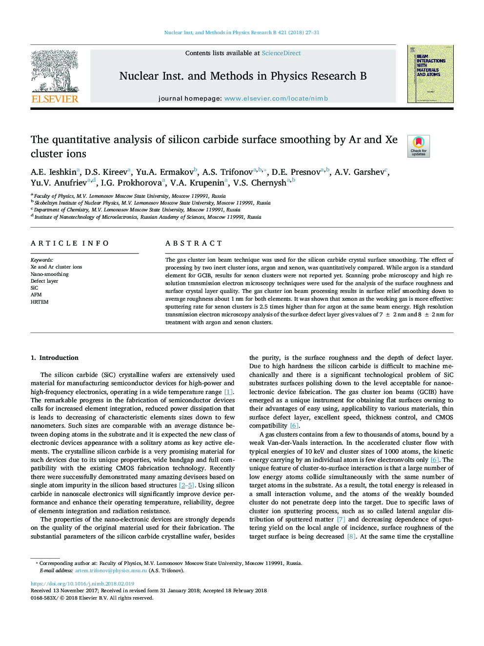 The quantitative analysis of silicon carbide surface smoothing by Ar and Xe cluster ions