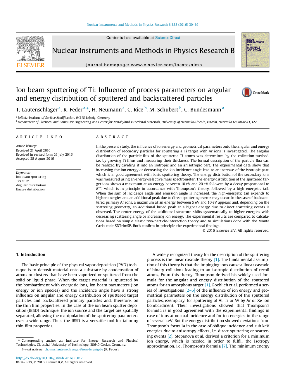 Ion beam sputtering of Ti: Influence of process parameters on angular and energy distribution of sputtered and backscattered particles