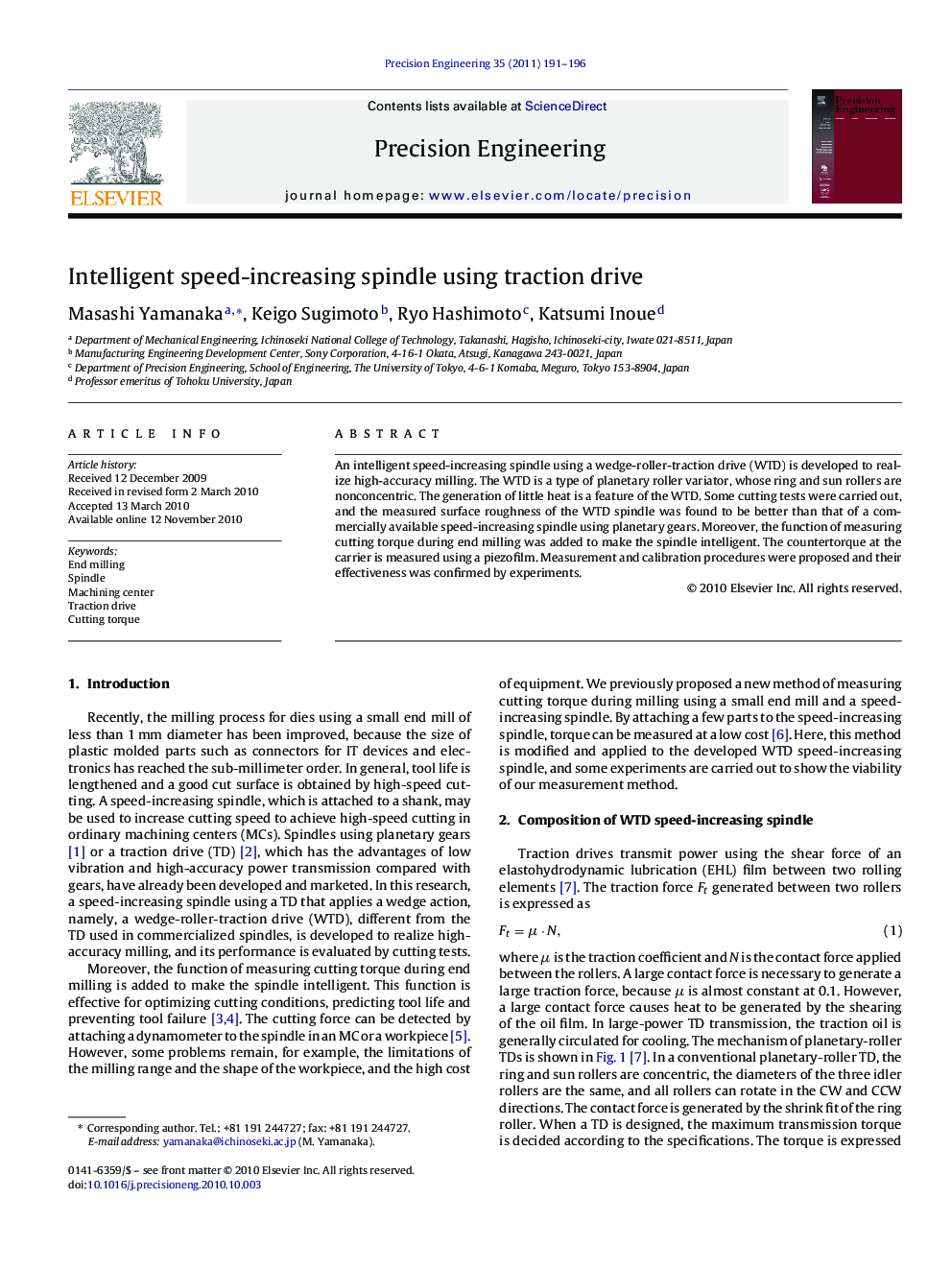 Intelligent speed-increasing spindle using traction drive