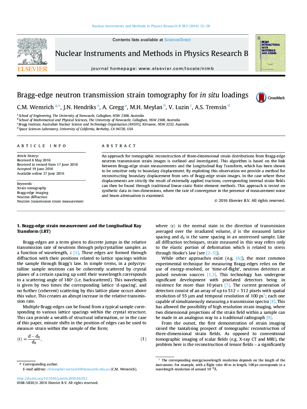 Bragg-edge neutron transmission strain tomography for in situ loadings