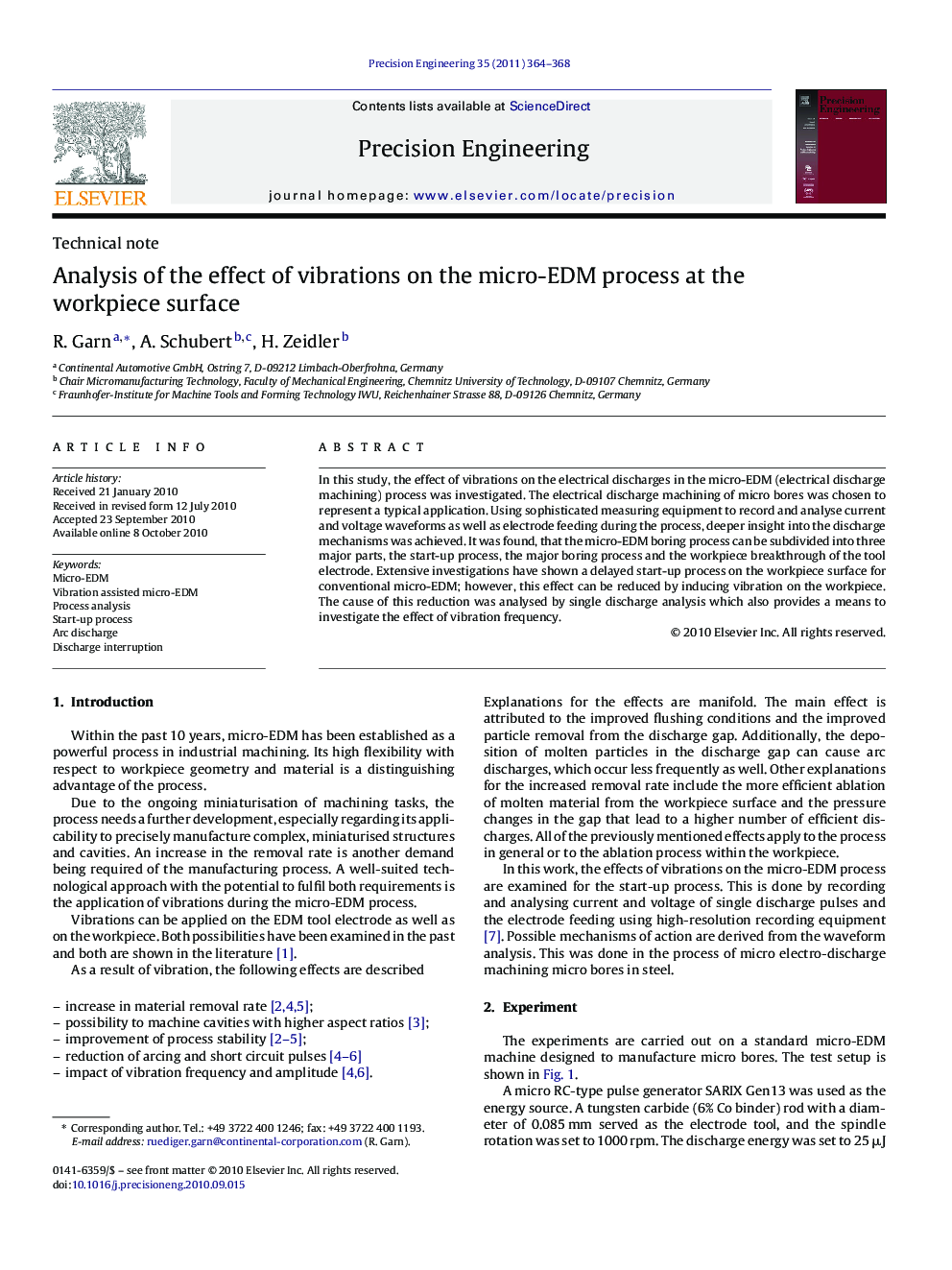 Analysis of the effect of vibrations on the micro-EDM process at the workpiece surface