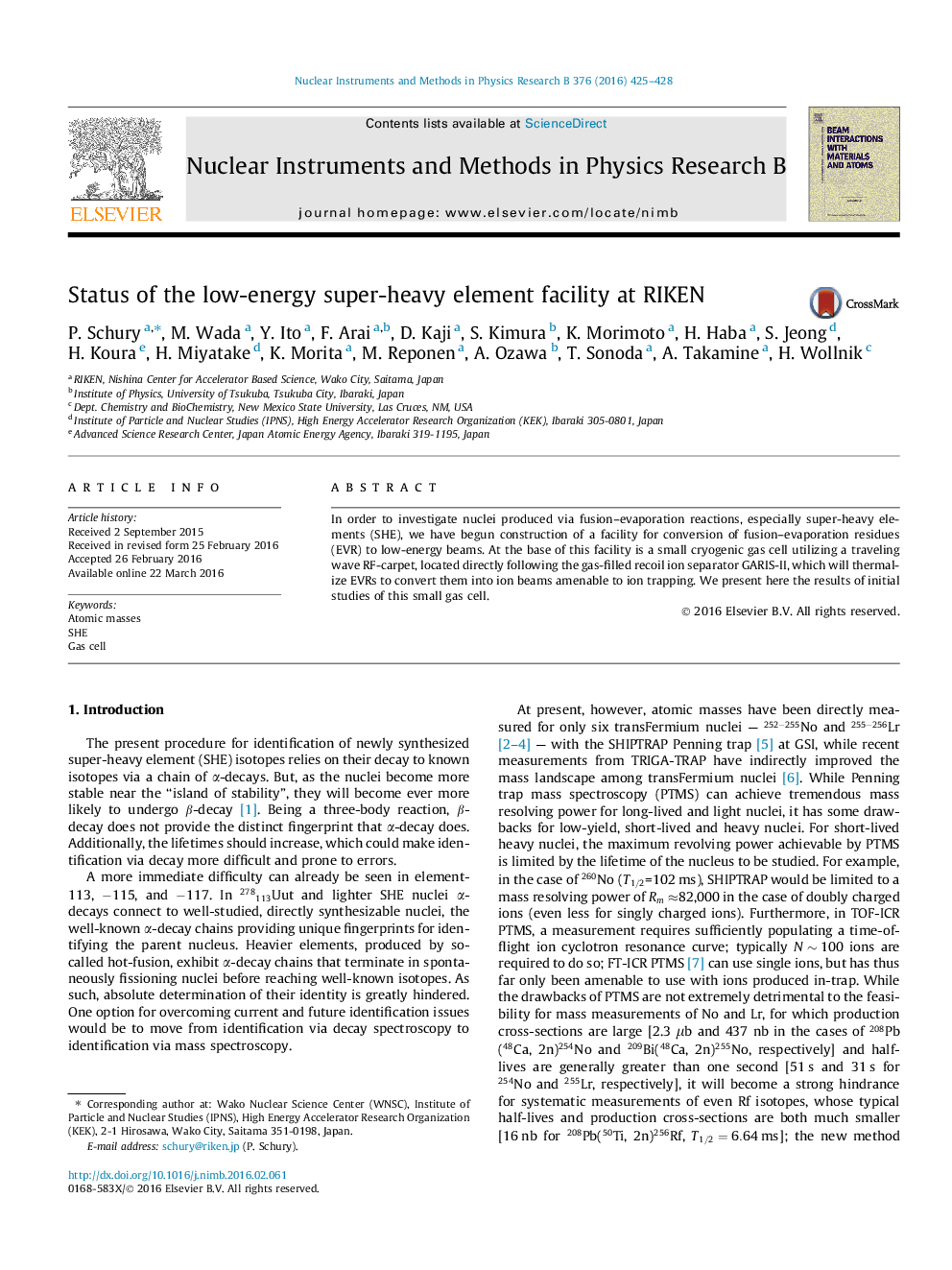 Status of the low-energy super-heavy element facility at RIKEN