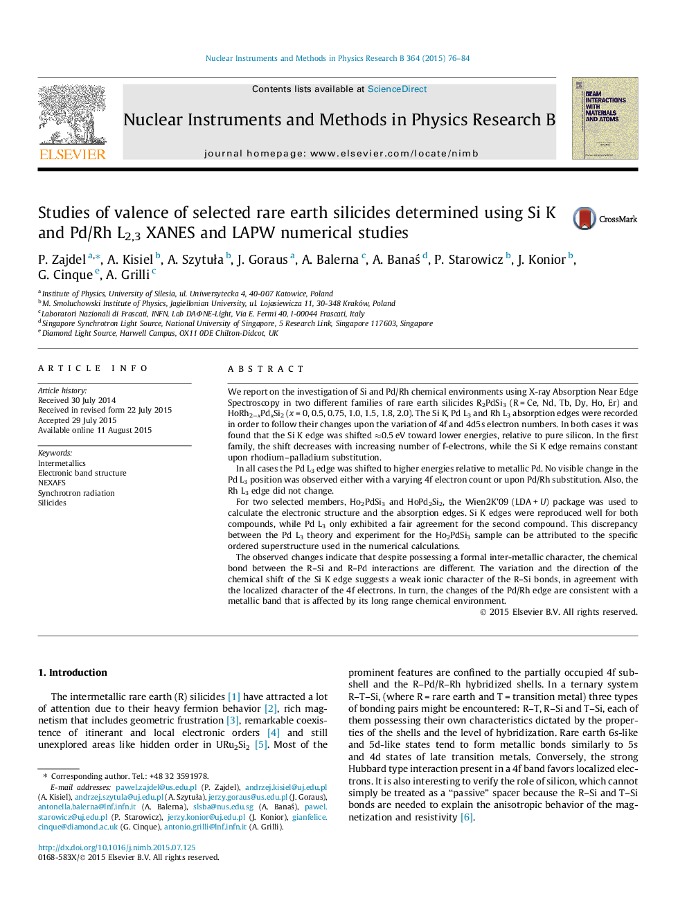 Studies of valence of selected rare earth silicides determined using Si K and Pd/Rh L2,3 XANES and LAPW numerical studies