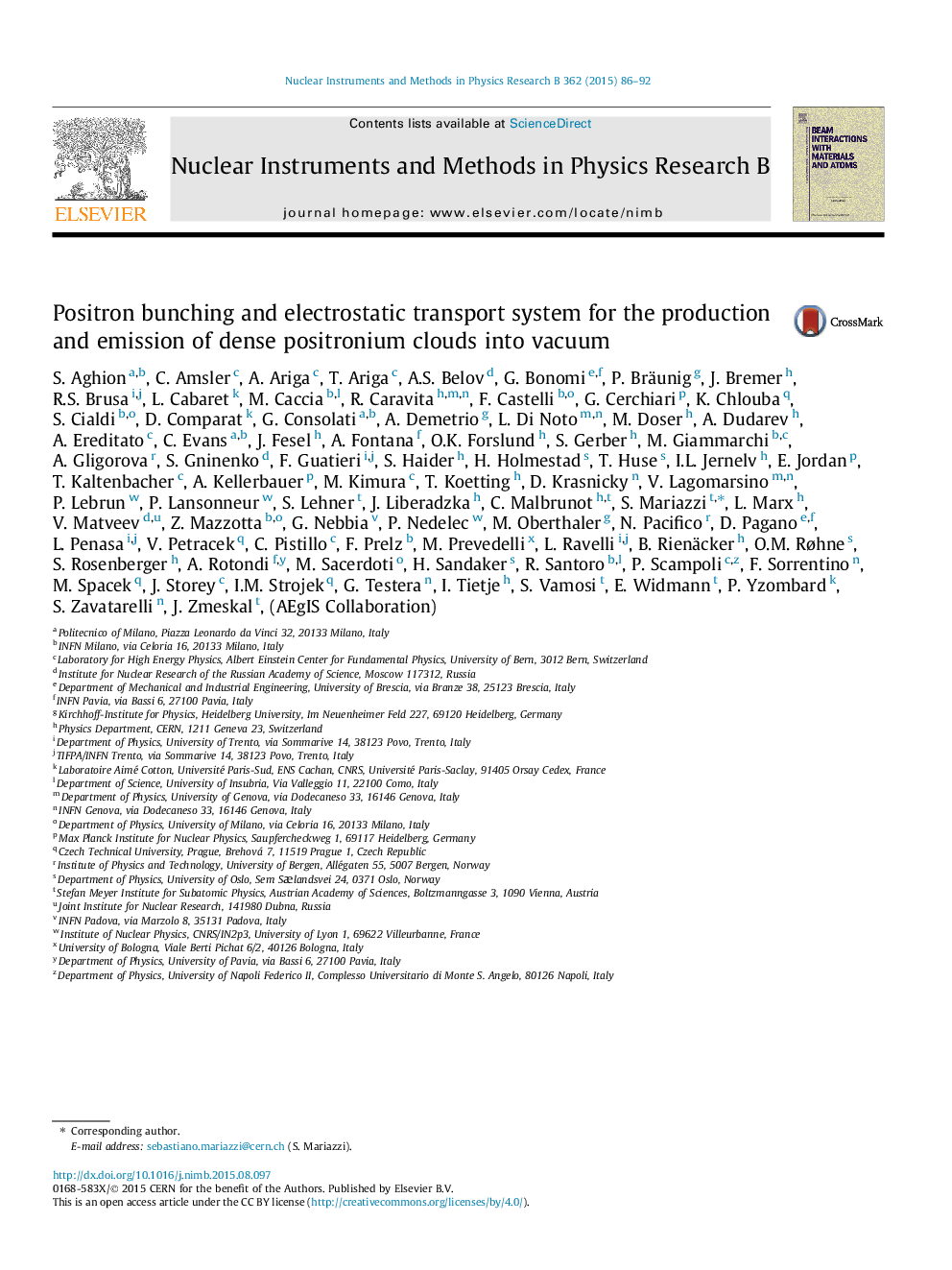 Positron bunching and electrostatic transport system for the production and emission of dense positronium clouds into vacuum