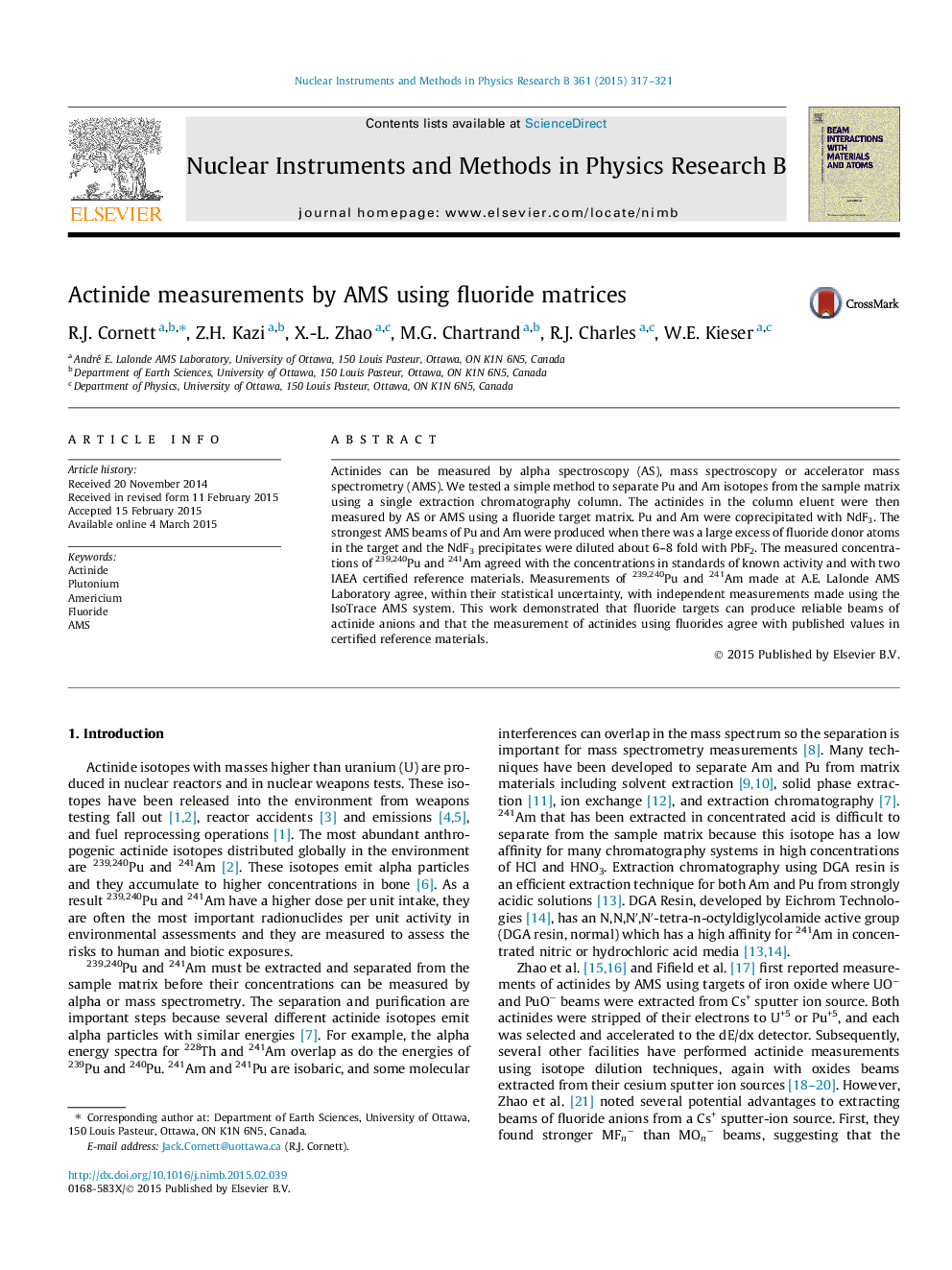 Actinide measurements by AMS using fluoride matrices