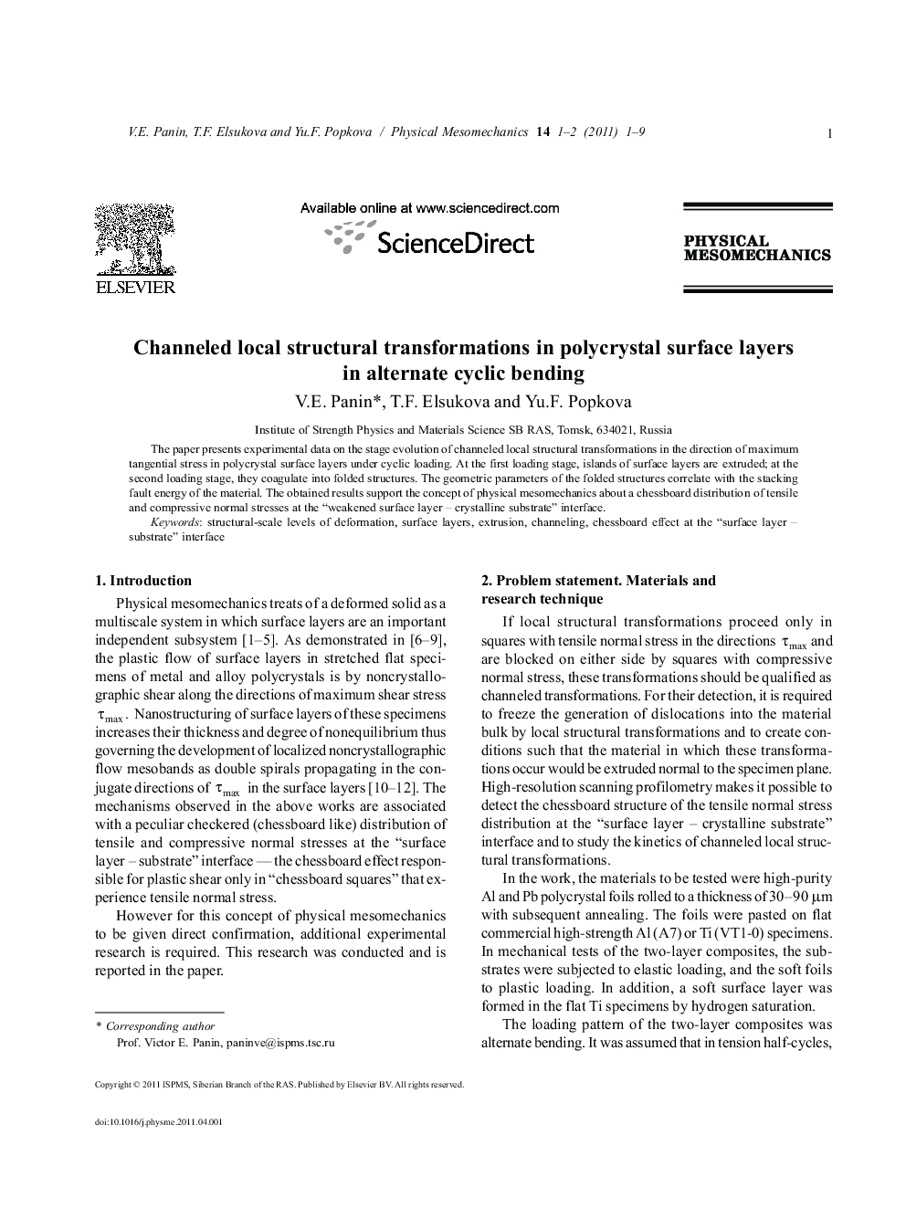 Channeled local structural transformations in polycrystal surface layers in alternate cyclic bending