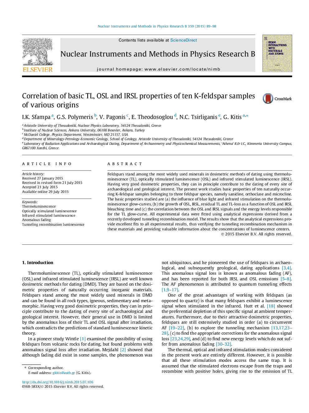 Correlation of basic TL, OSL and IRSL properties of ten K-feldspar samples of various origins