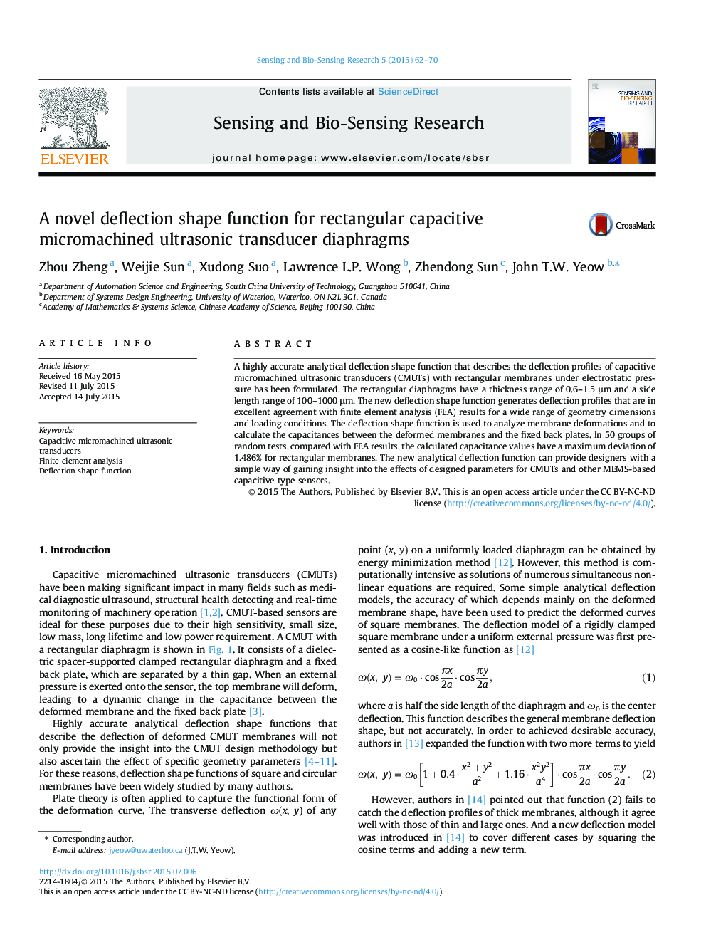 A novel deflection shape function for rectangular capacitive micromachined ultrasonic transducer diaphragms