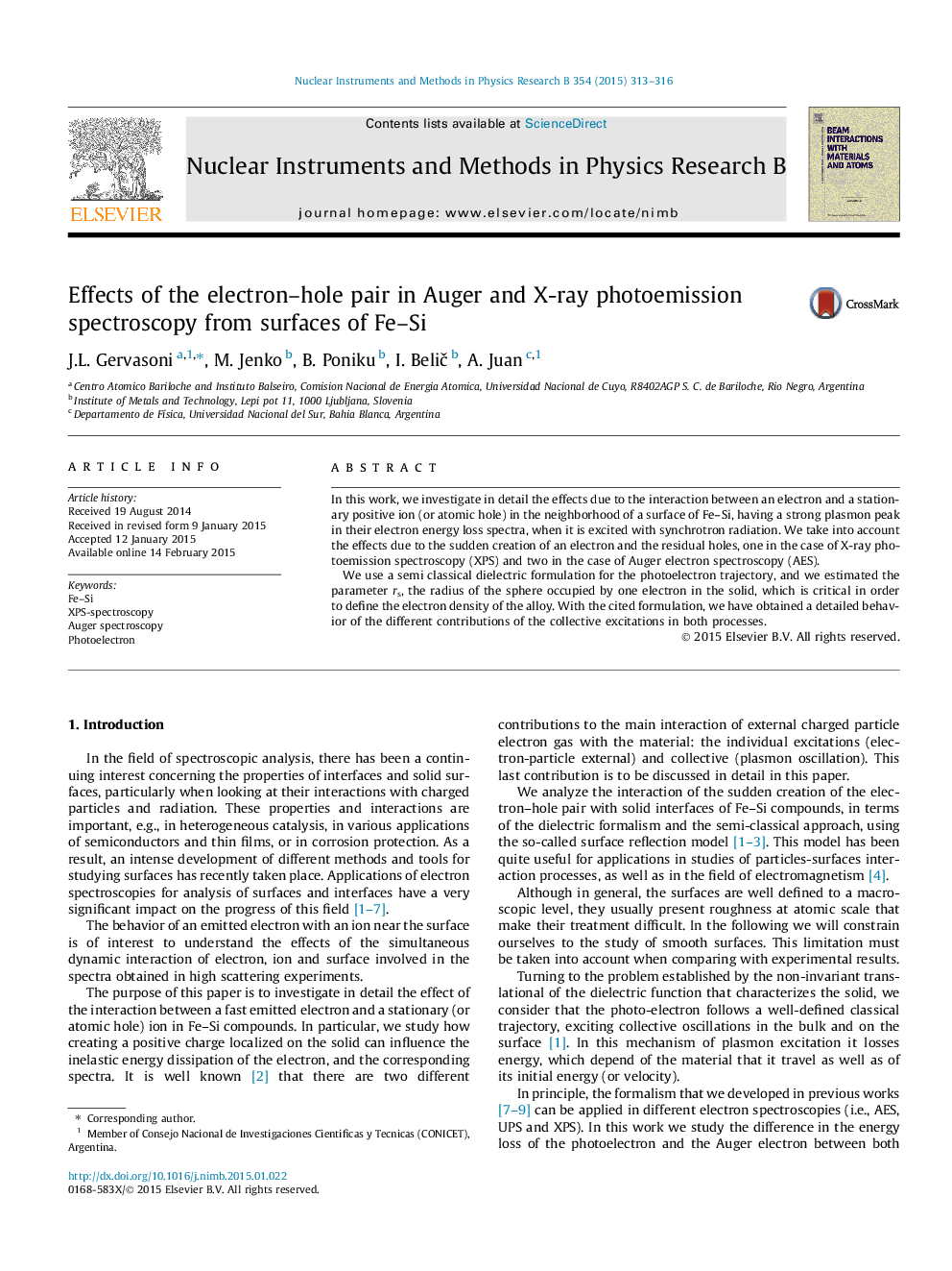 Effects of the electron-hole pair in Auger and X-ray photoemission spectroscopy from surfaces of Fe-Si