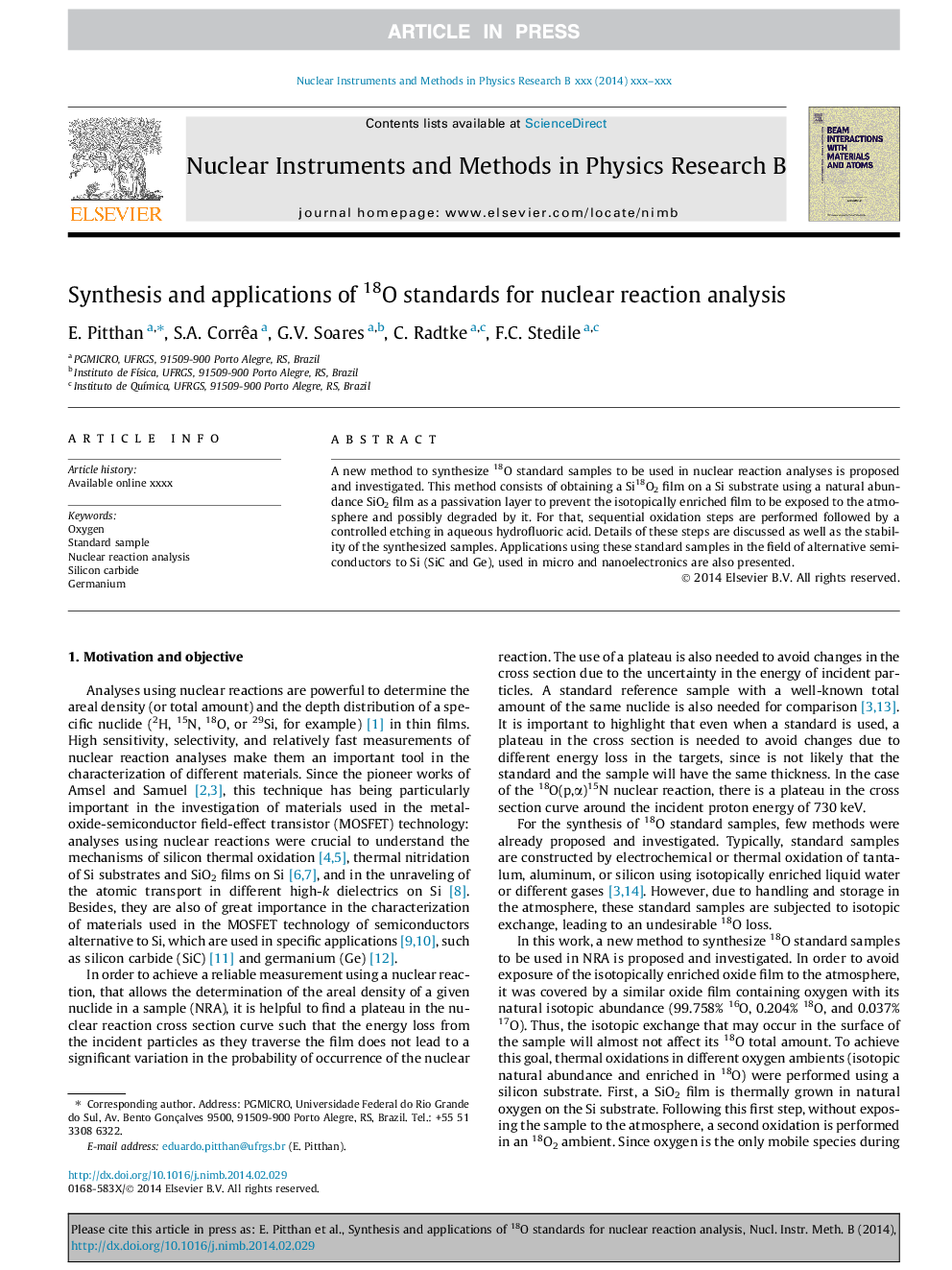 Synthesis and applications of 18O standards for nuclear reaction analysis