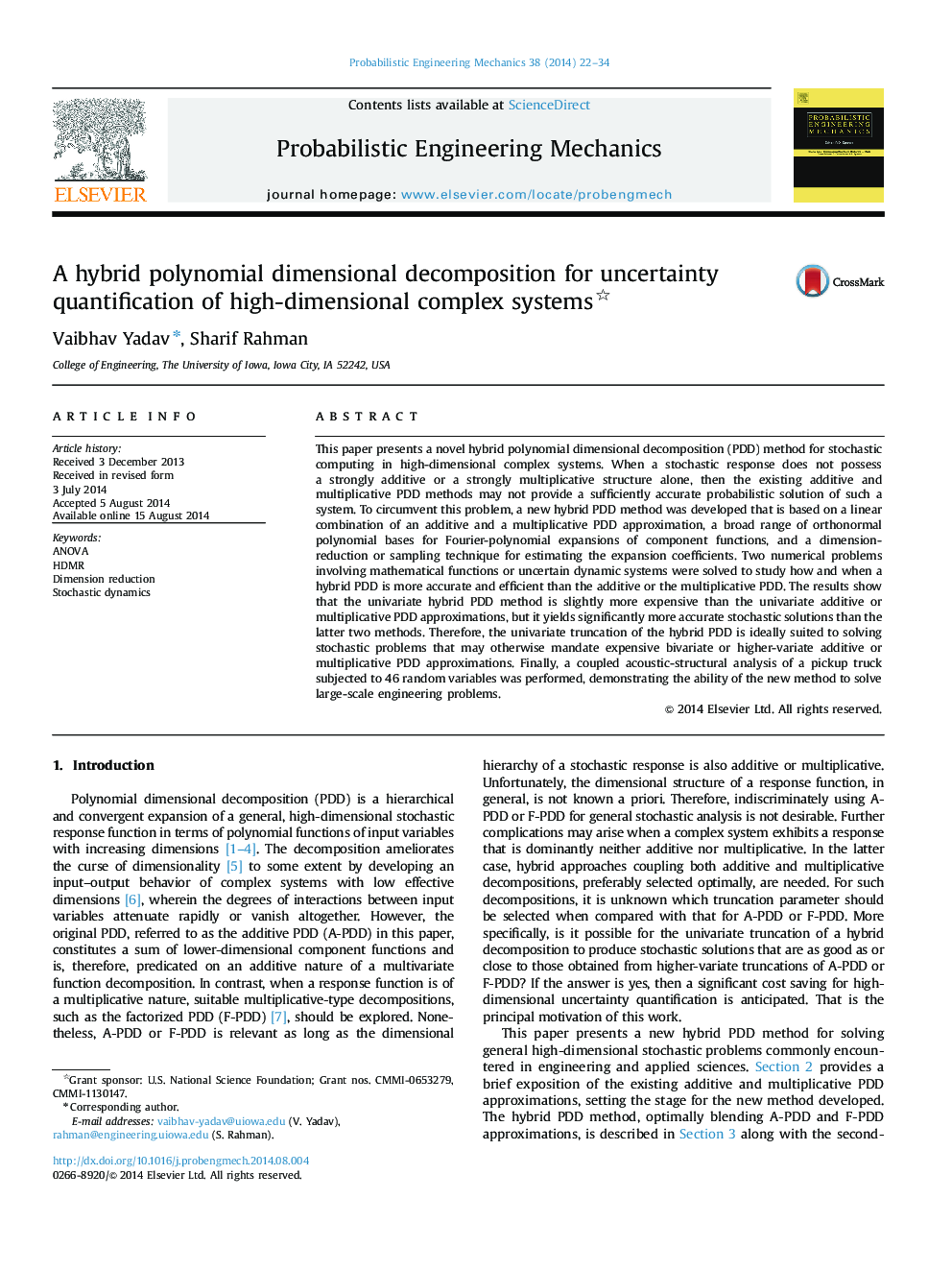 A hybrid polynomial dimensional decomposition for uncertainty quantification of high-dimensional complex systems 