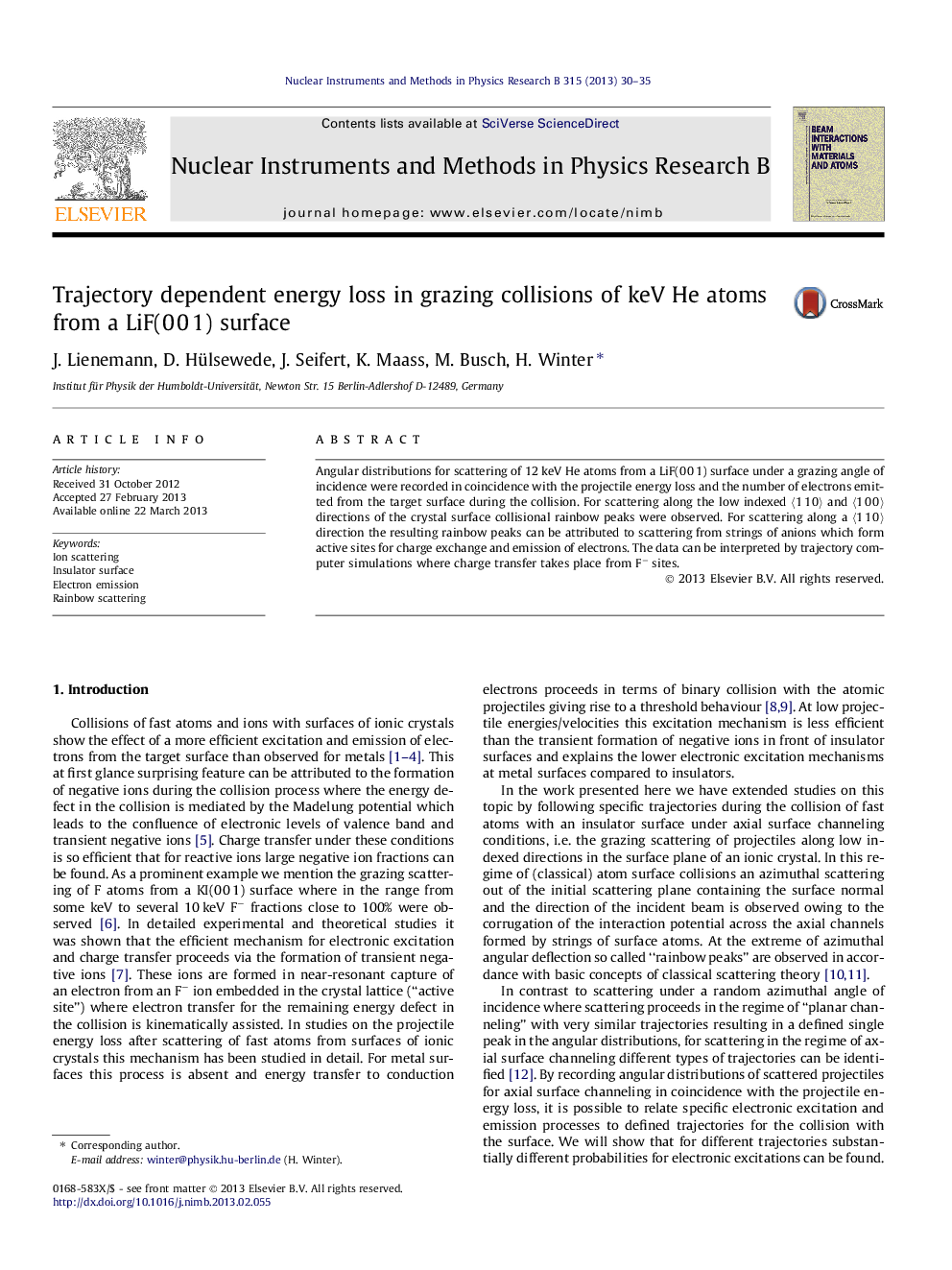 Trajectory dependent energy loss in grazing collisions of keV He atoms from a LiF(0Â 0Â 1) surface