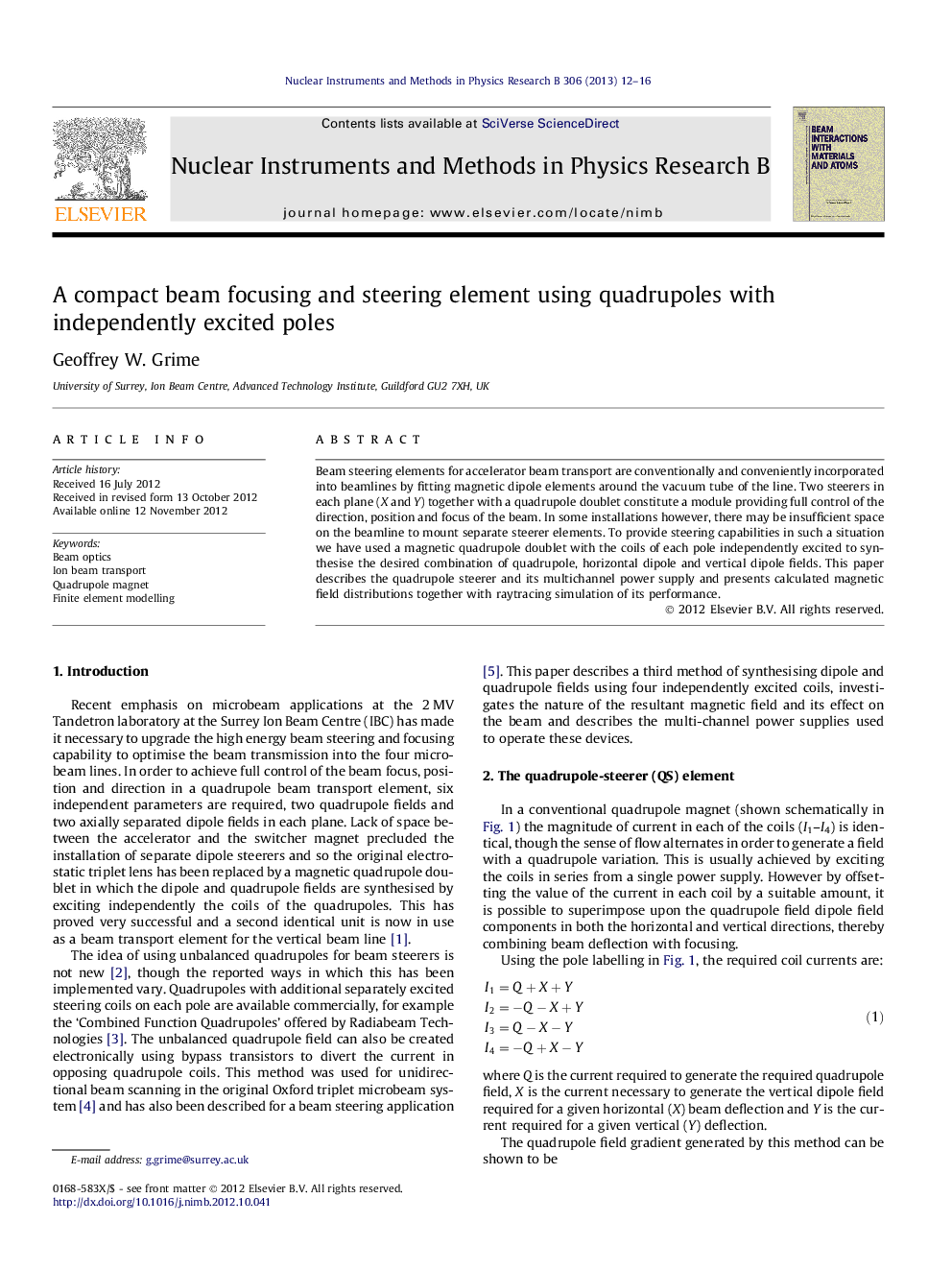 یک فوکوس پرتو فشرده و یک عنصر فرمان با استفاده از چهار قطب با قطبهای مستقل هیجان زده 