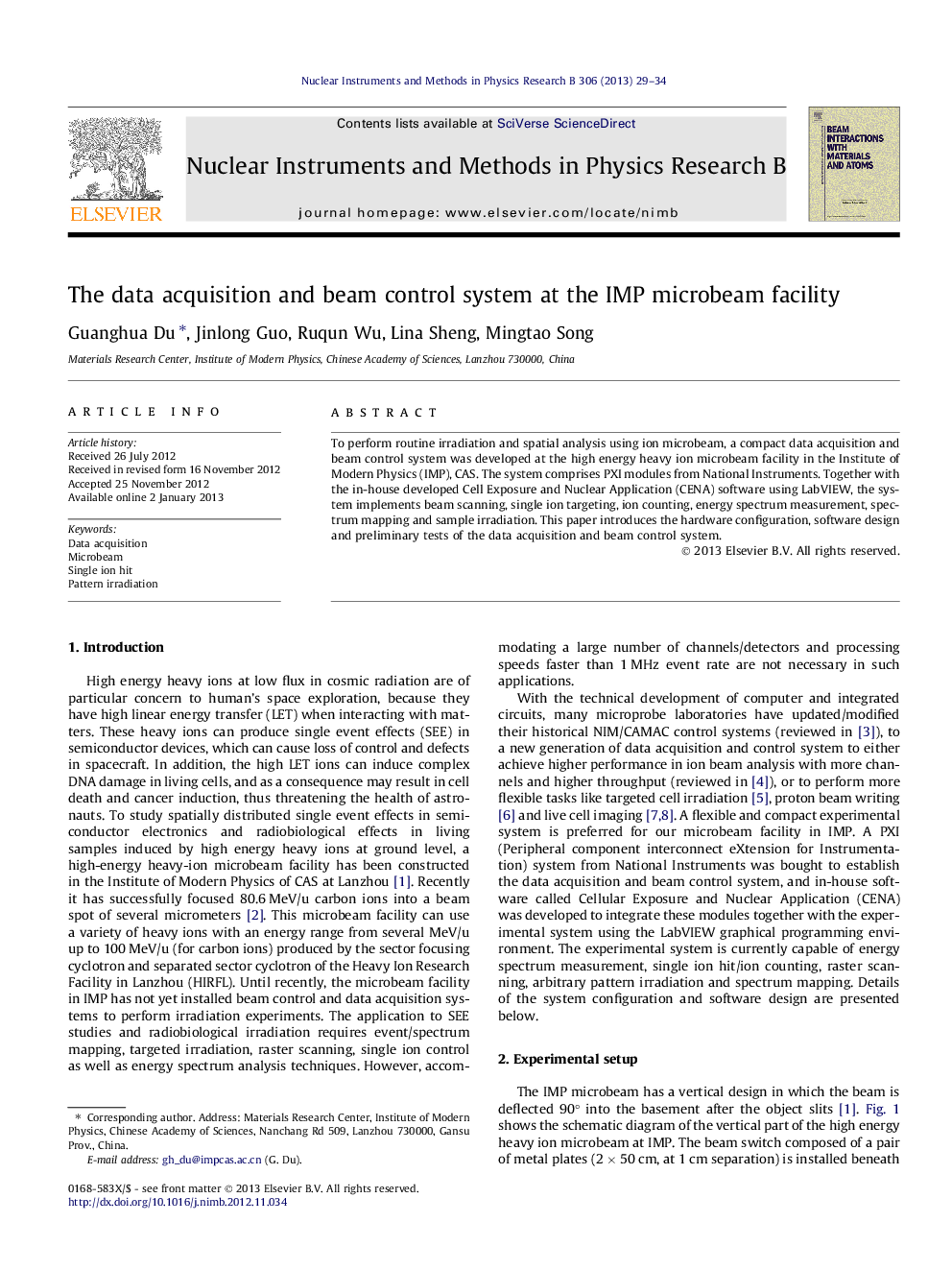 The data acquisition and beam control system at the IMP microbeam facility