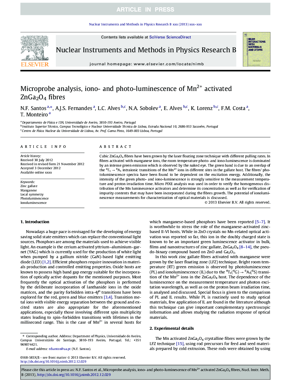 Microprobe analysis, iono- and photo-luminescence of Mn2+ activated ZnGa2O4 fibres