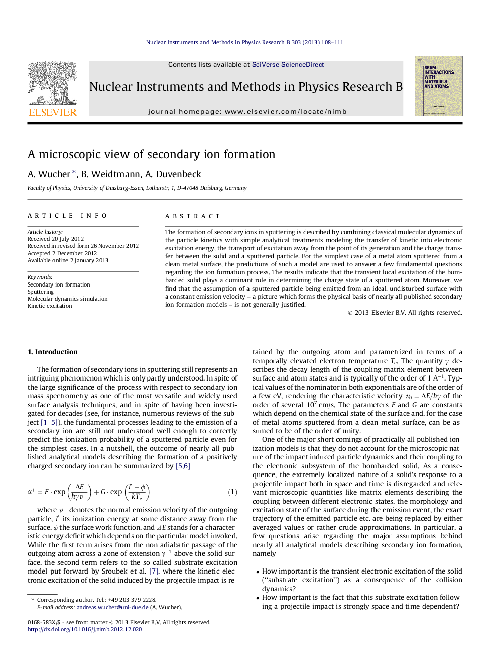 A microscopic view of secondary ion formation