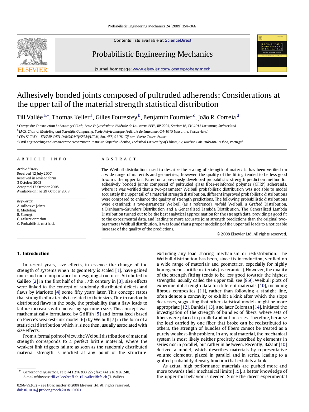 Adhesively bonded joints composed of pultruded adherends: Considerations at the upper tail of the material strength statistical distribution