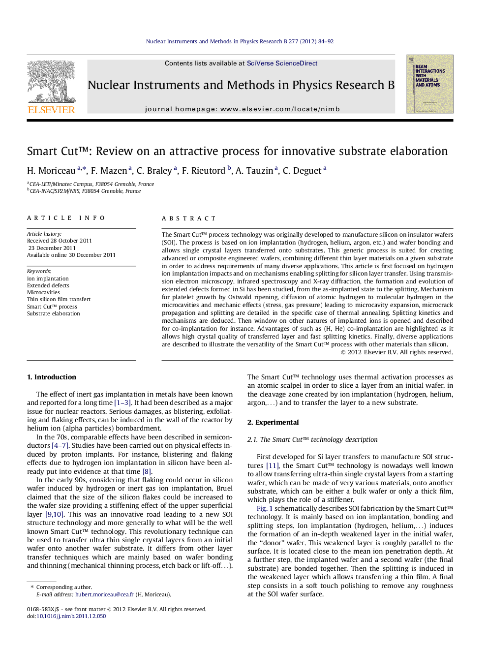 Smart Cutâ¢: Review on an attractive process for innovative substrate elaboration