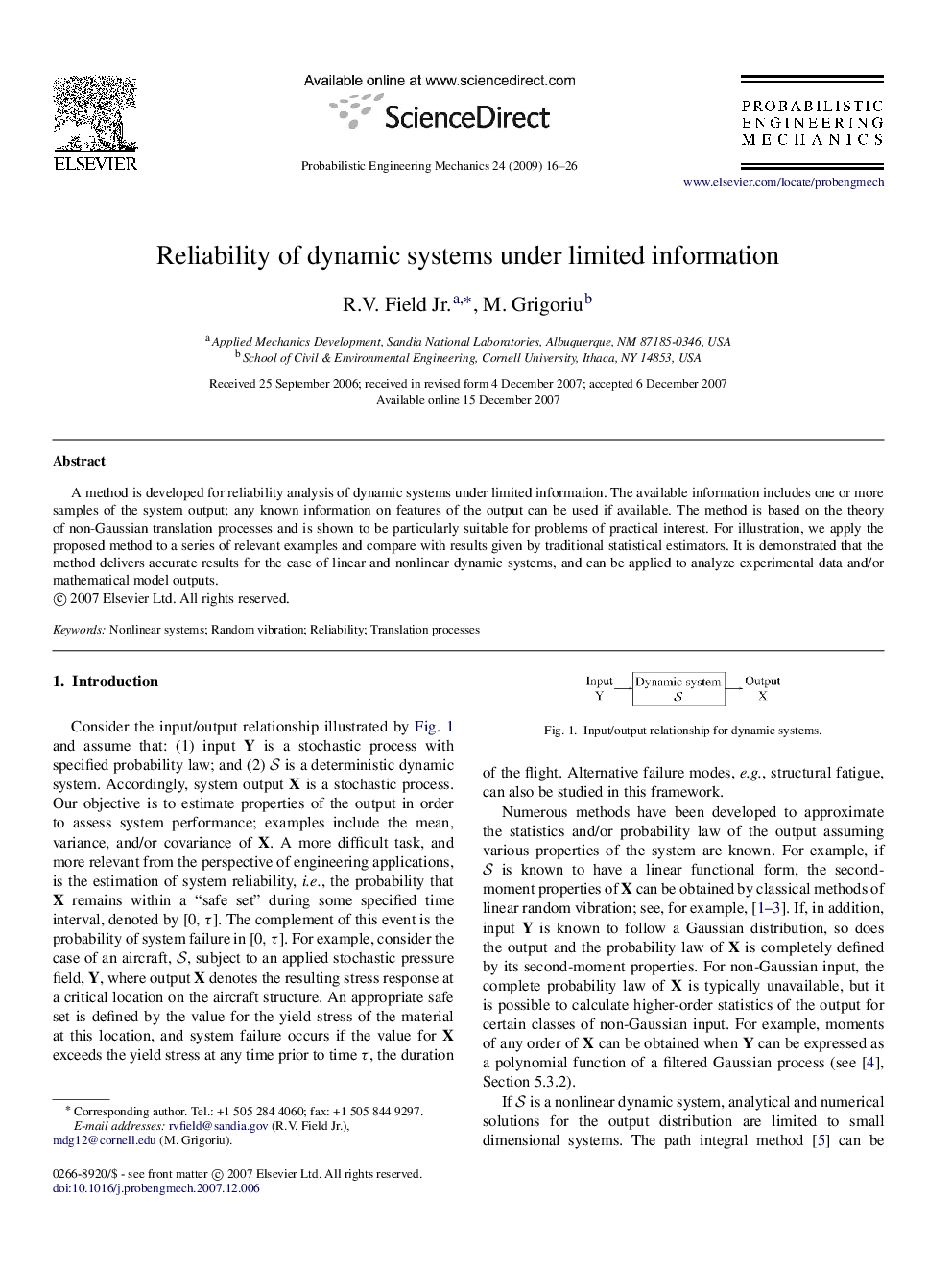 Reliability of dynamic systems under limited information