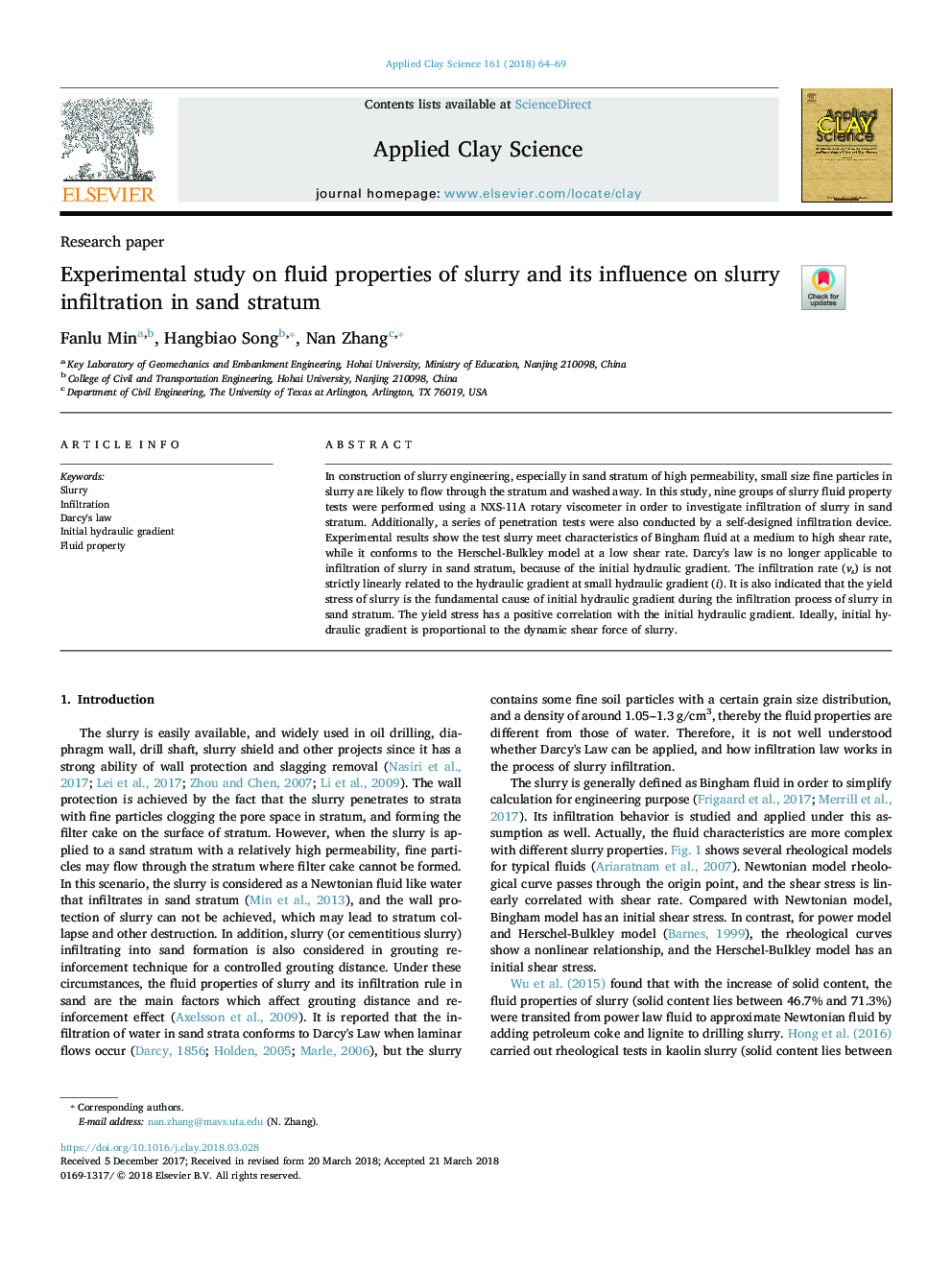 Experimental study on fluid properties of slurry and its influence on slurry infiltration in sand stratum