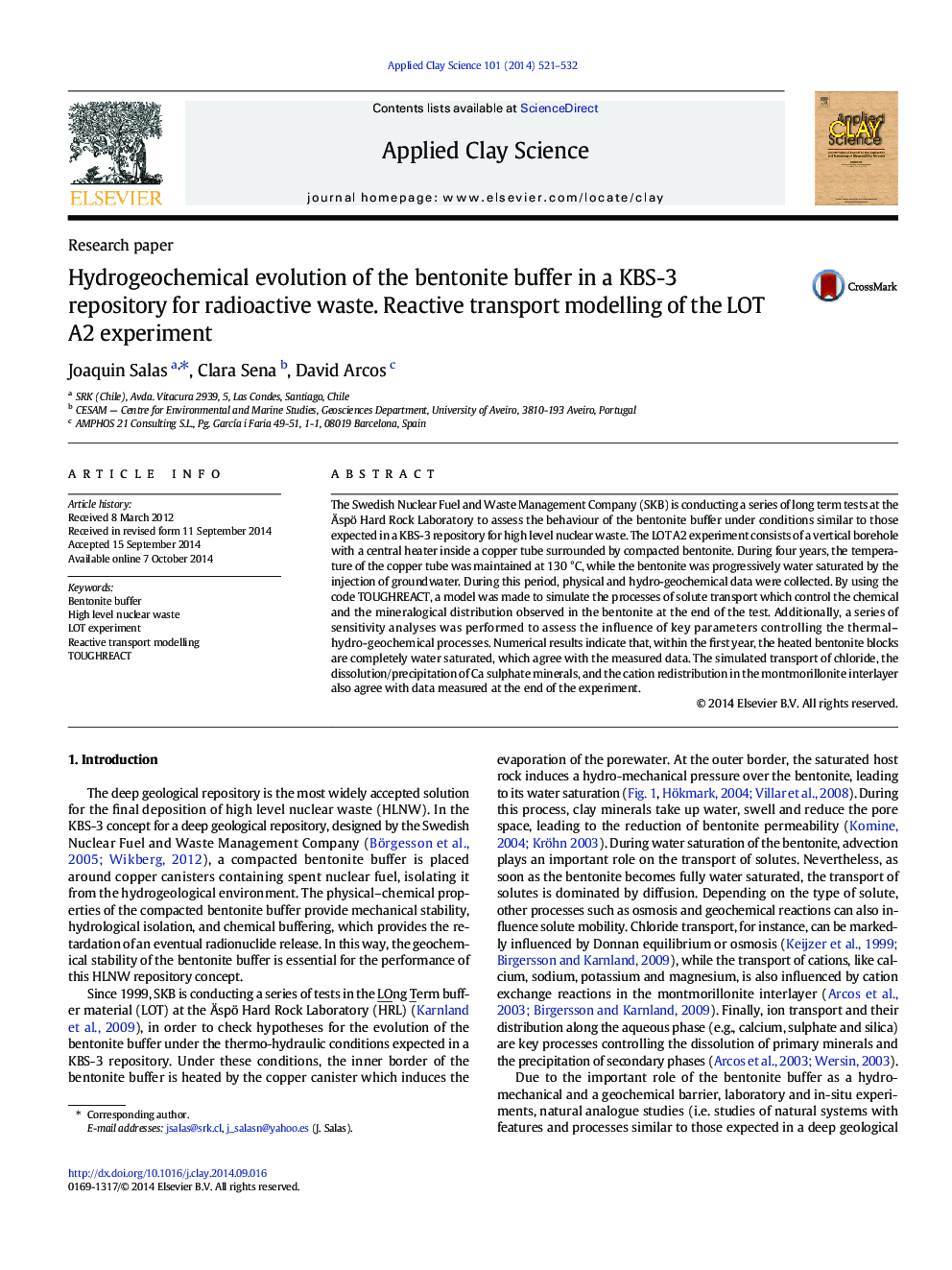 Hydrogeochemical evolution of the bentonite buffer in a KBS-3 repository for radioactive waste. Reactive transport modelling of the LOT A2 experiment