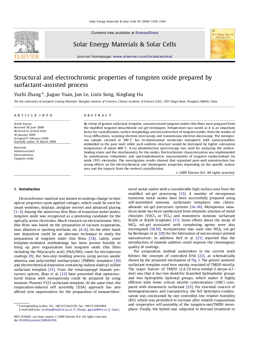 Structural and electrochromic properties of tungsten oxide prepared by surfactant-assisted process