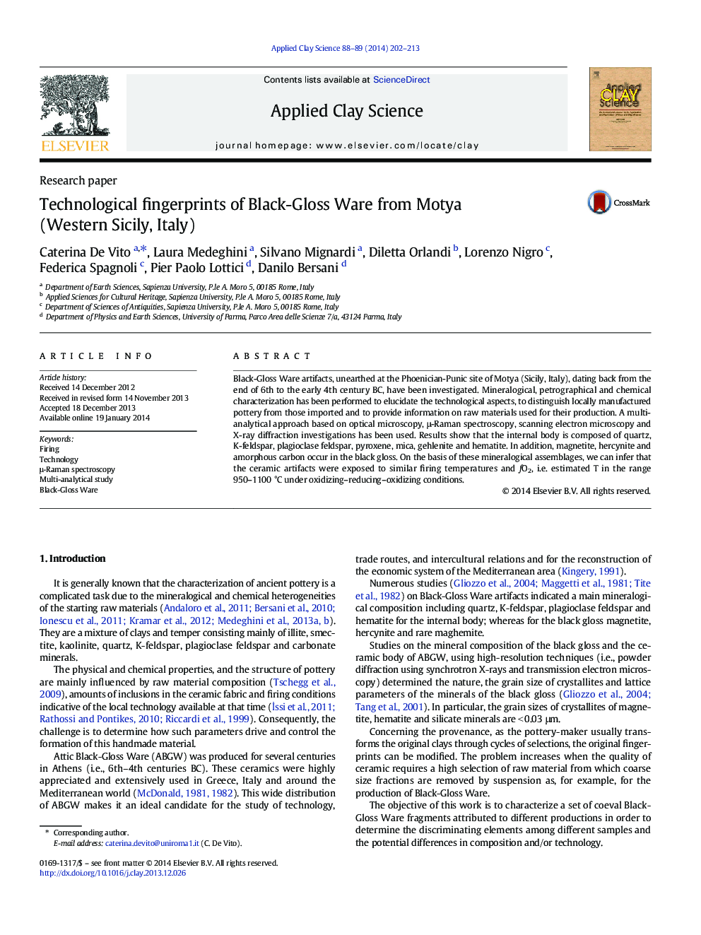 Technological fingerprints of Black-Gloss Ware from Motya (Western Sicily, Italy)