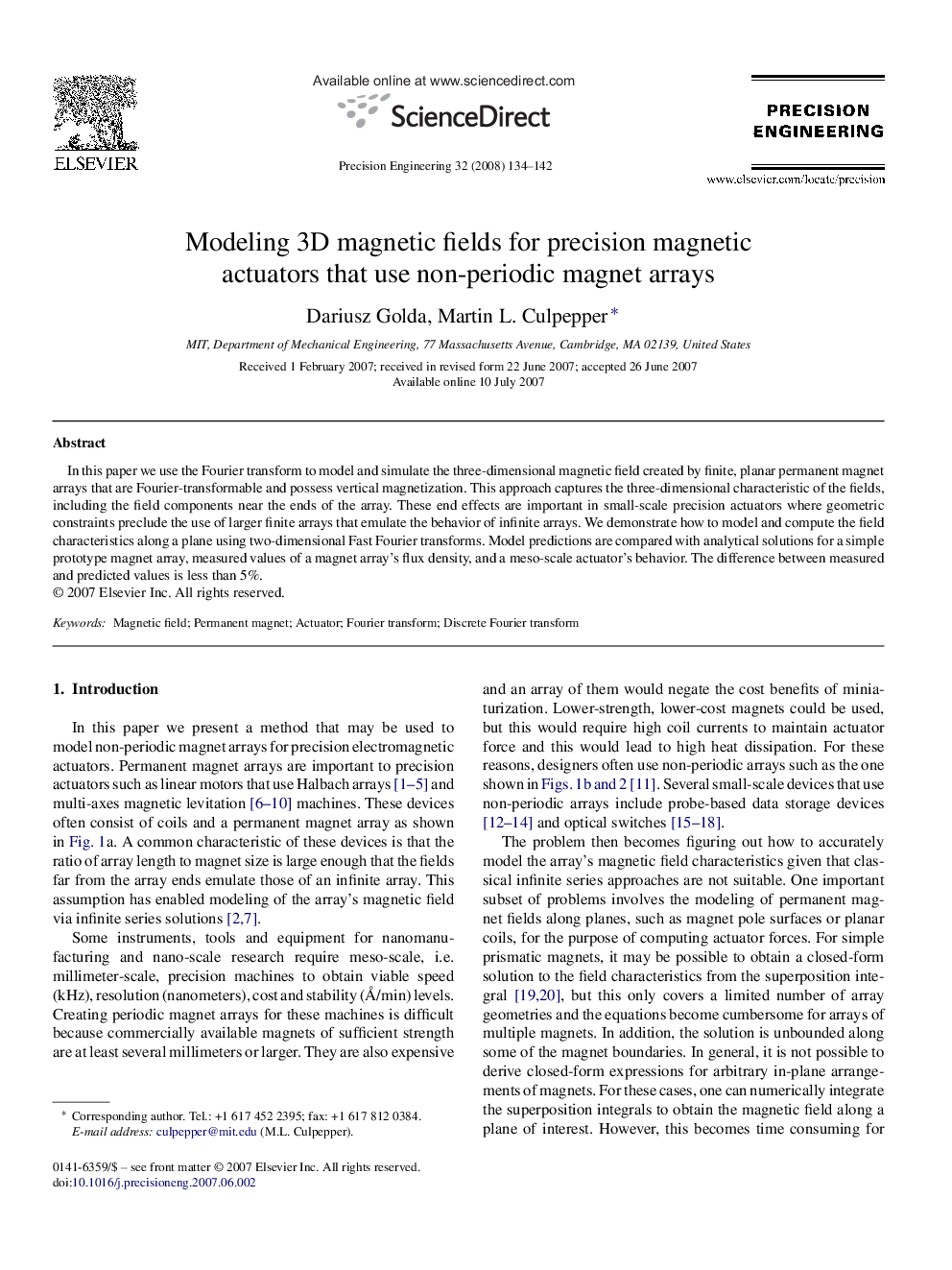 Modeling 3D magnetic fields for precision magnetic actuators that use non-periodic magnet arrays