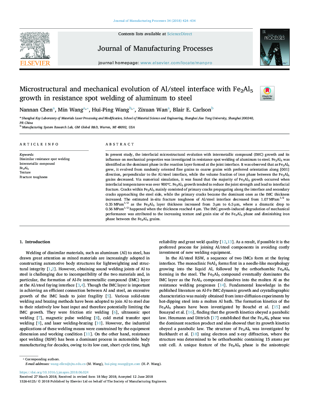 Microstructural and mechanical evolution of Al/steel interface with Fe2Al5 growth in resistance spot welding of aluminum to steel