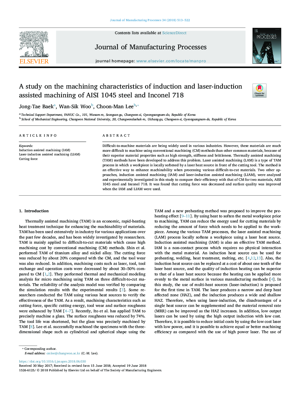 A study on the machining characteristics of induction and laser-induction assisted machining of AISI 1045 steel and Inconel 718