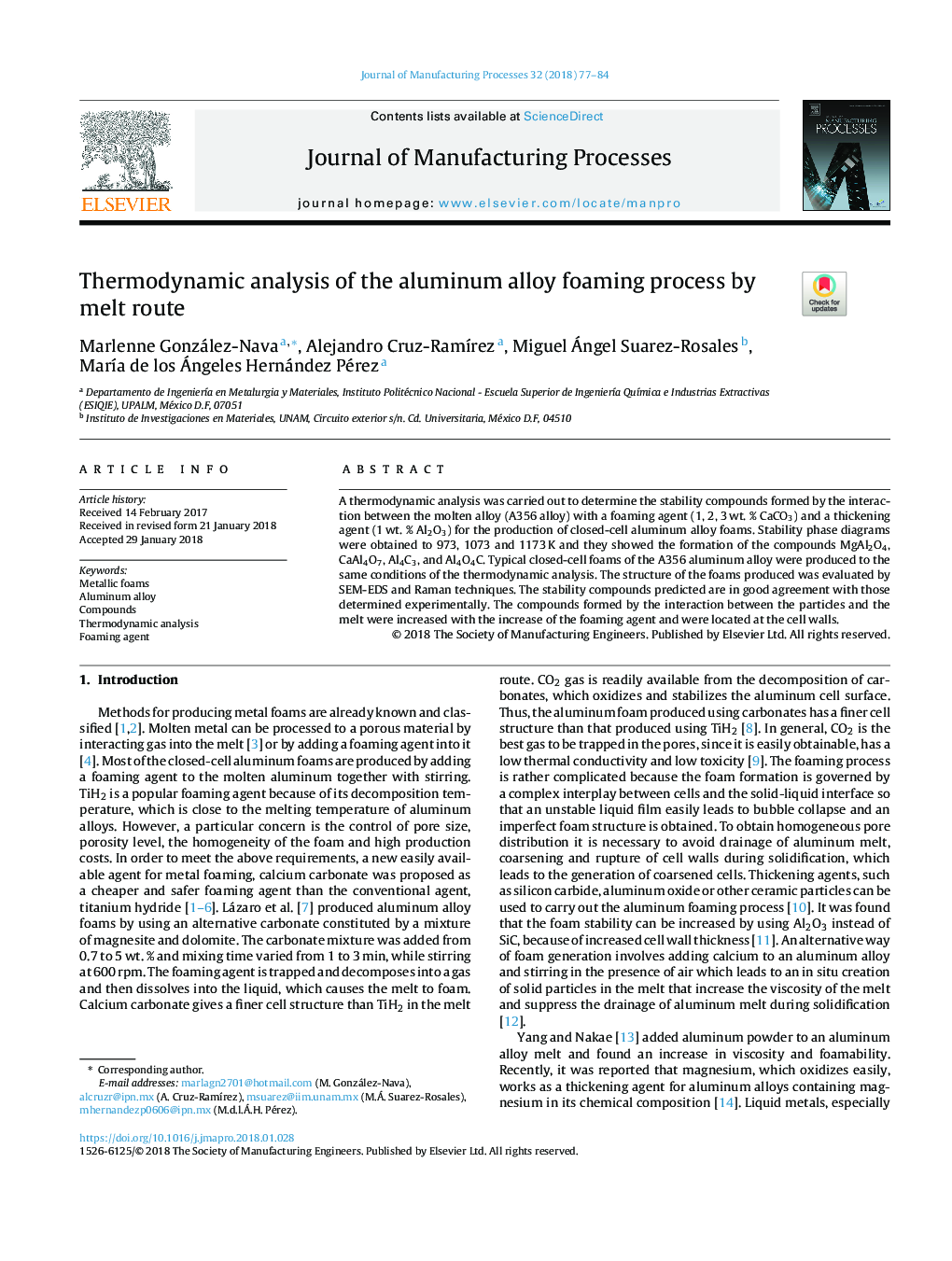 Thermodynamic analysis of the aluminum alloy foaming process by melt route