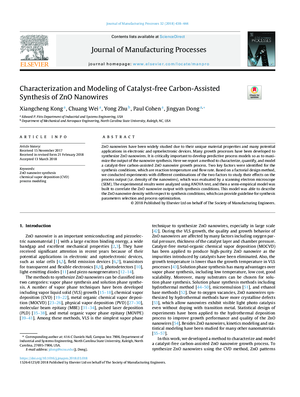 Characterization and Modeling of Catalyst-free Carbon-Assisted Synthesis of ZnO Nanowires