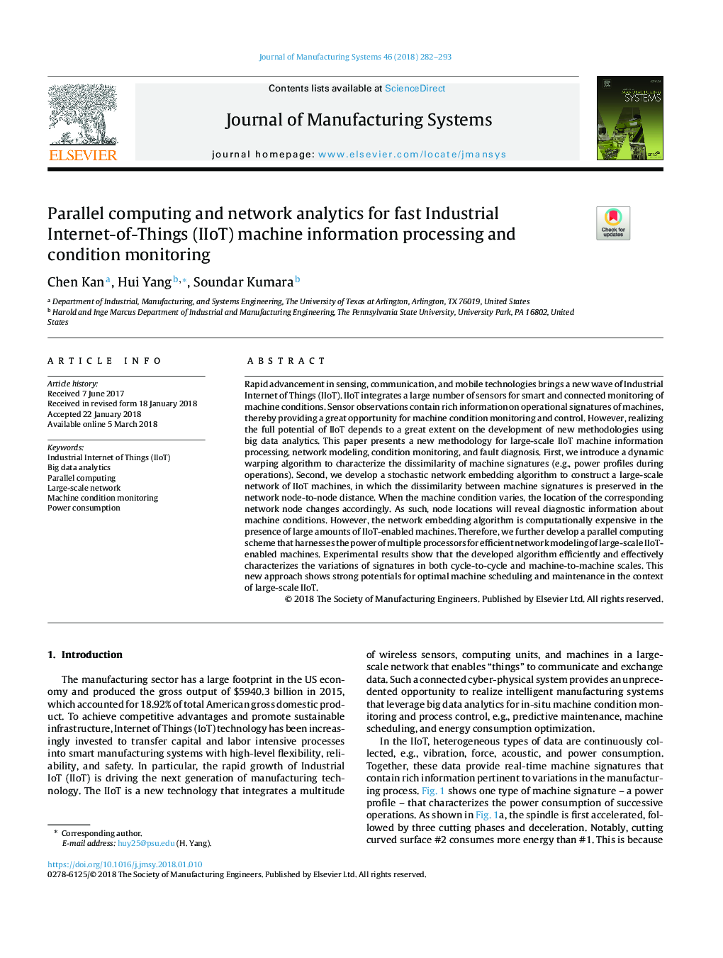 Parallel computing and network analytics for fast Industrial Internet-of-Things (IIoT) machine information processing and condition monitoring