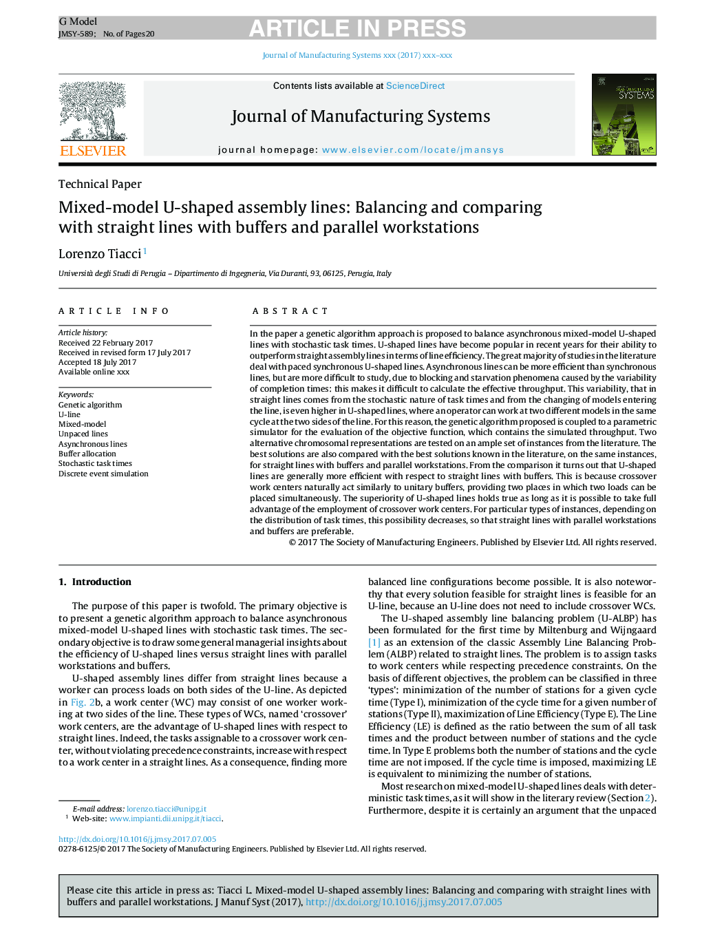 Mixed-model U-shaped assembly lines: Balancing and comparing with straight lines with buffers and parallel workstations