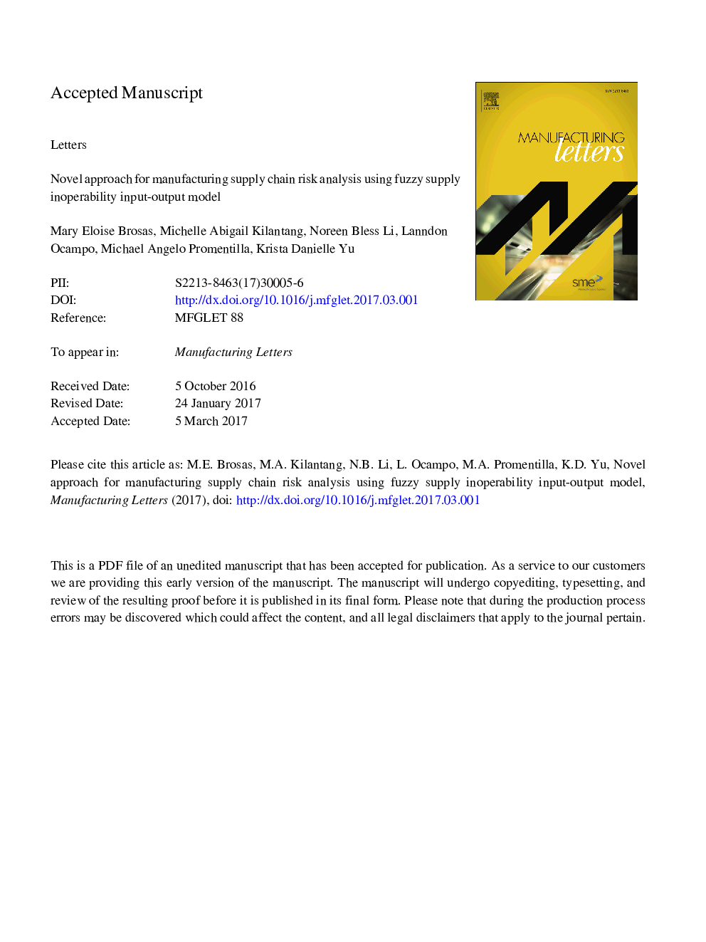 Novel approach for manufacturing supply chain risk analysis using fuzzy supply inoperability input-output model