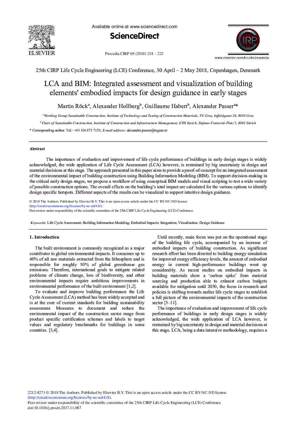 LCA and BIM: Integrated Assessment and Visualization of Building Elements' Embodied Impacts for Design Guidance in Early Stages