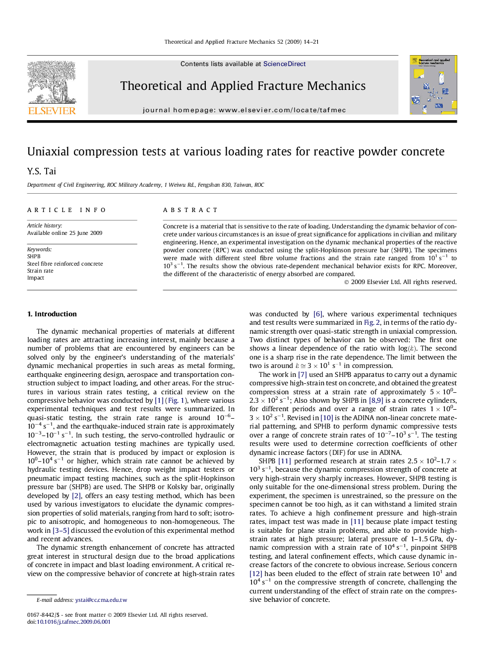 Uniaxial compression tests at various loading rates for reactive powder concrete