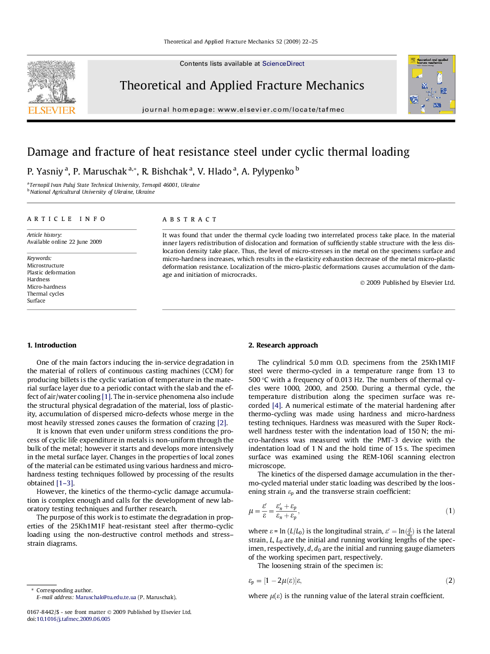 Damage and fracture of heat resistance steel under cyclic thermal loading